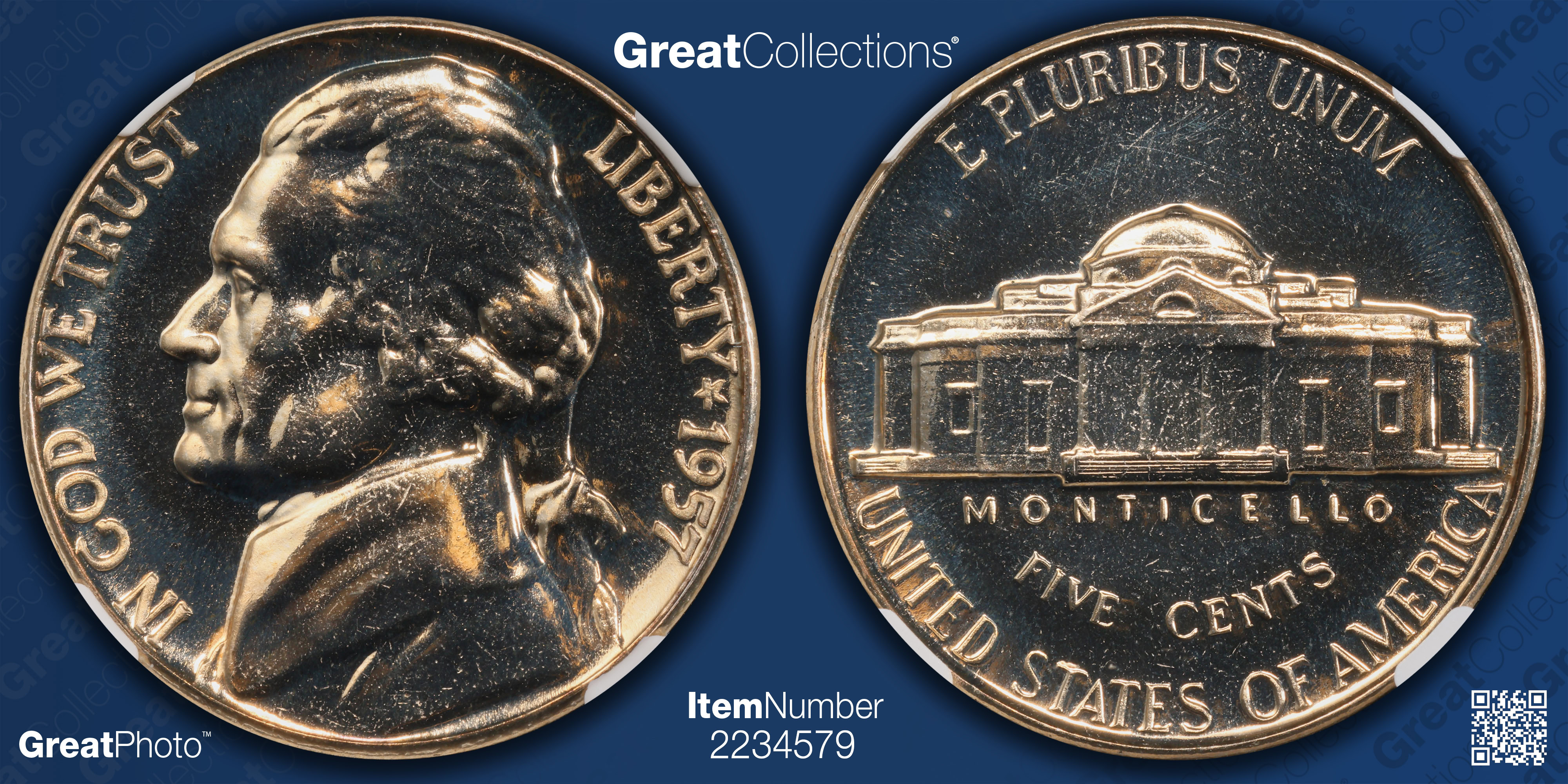 1957 Jefferson Nickel Quadrupled Die Obverse FS-101 NGC Proof-67