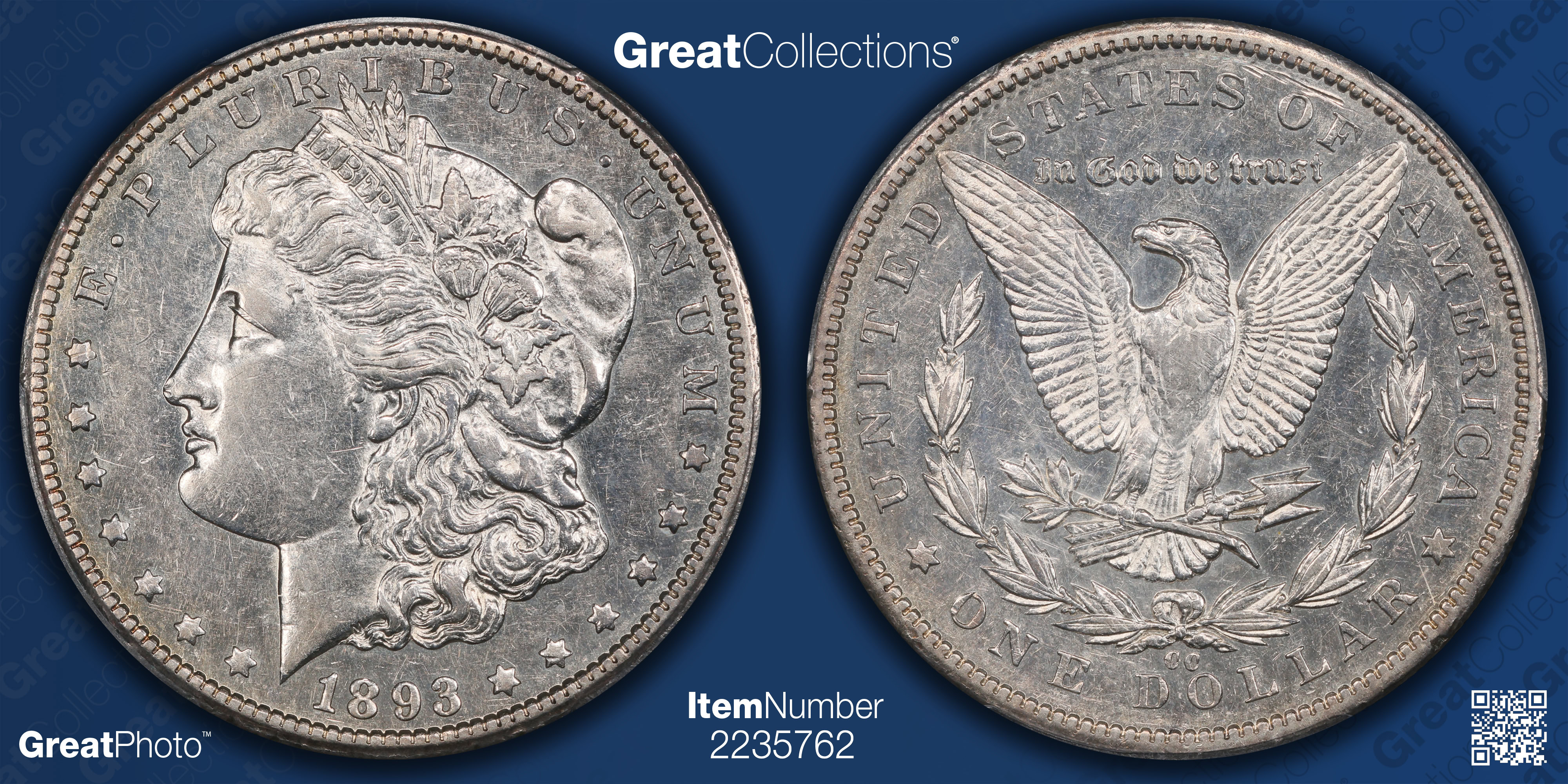 1893-CC Morgan Silver Dollar PCGS AU-53 (Item 2235762
