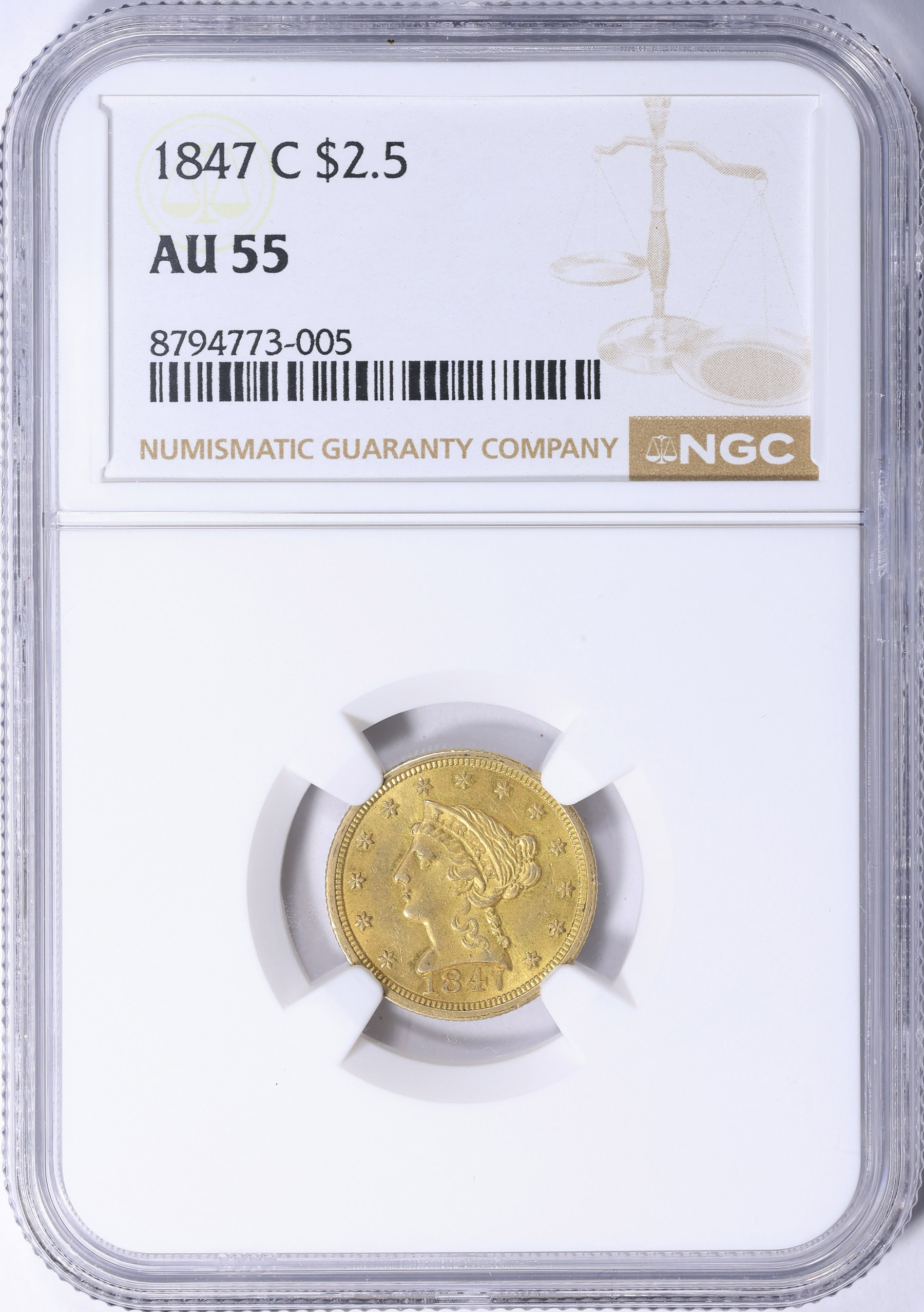 CQ 4+ 、CQT 1847-C Liberty Gold Quarter Eagle NGC AU-55 (Item 2235764