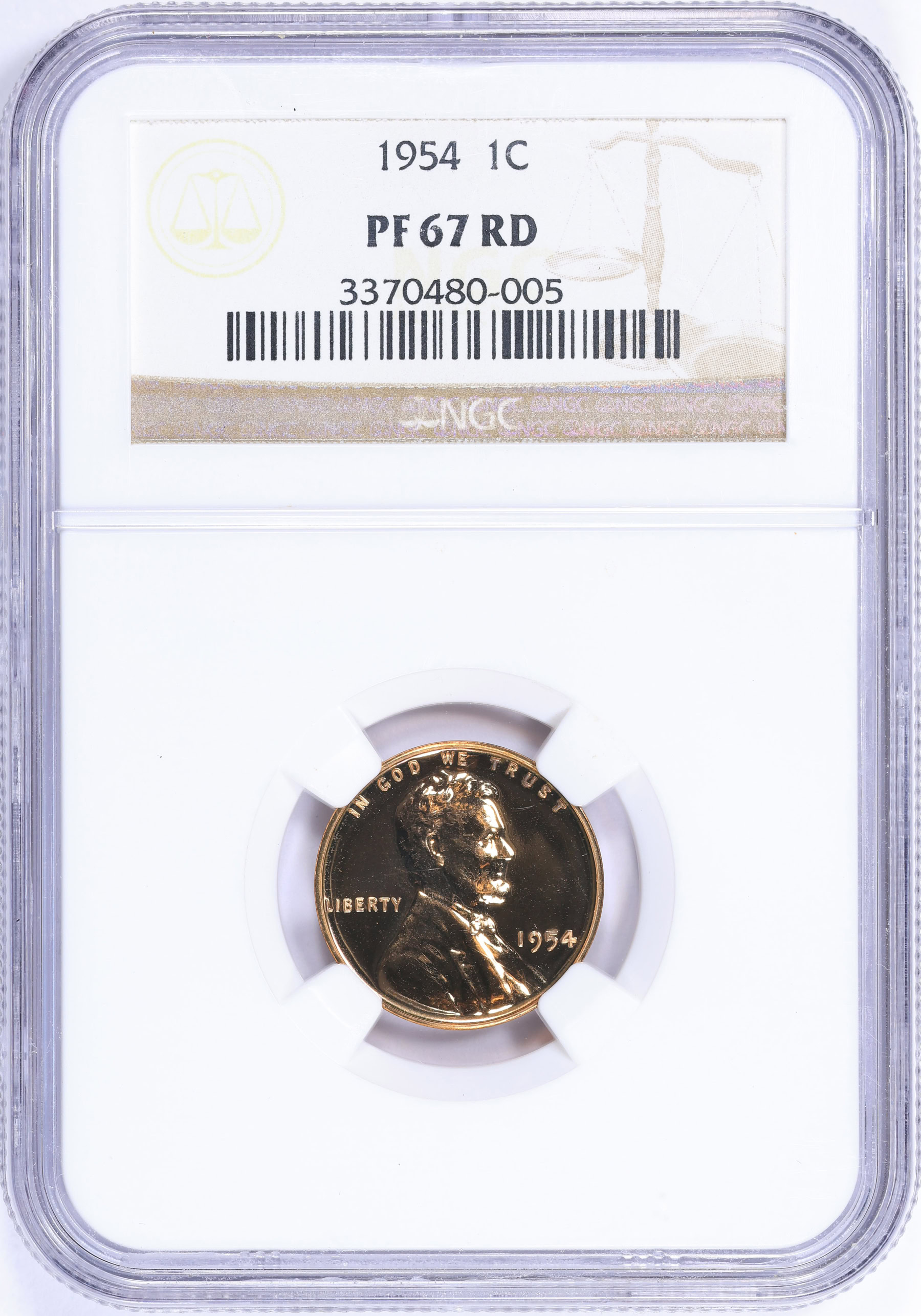 1954 Lincoln Cent NGC Proof-67 RD (Item 2235960