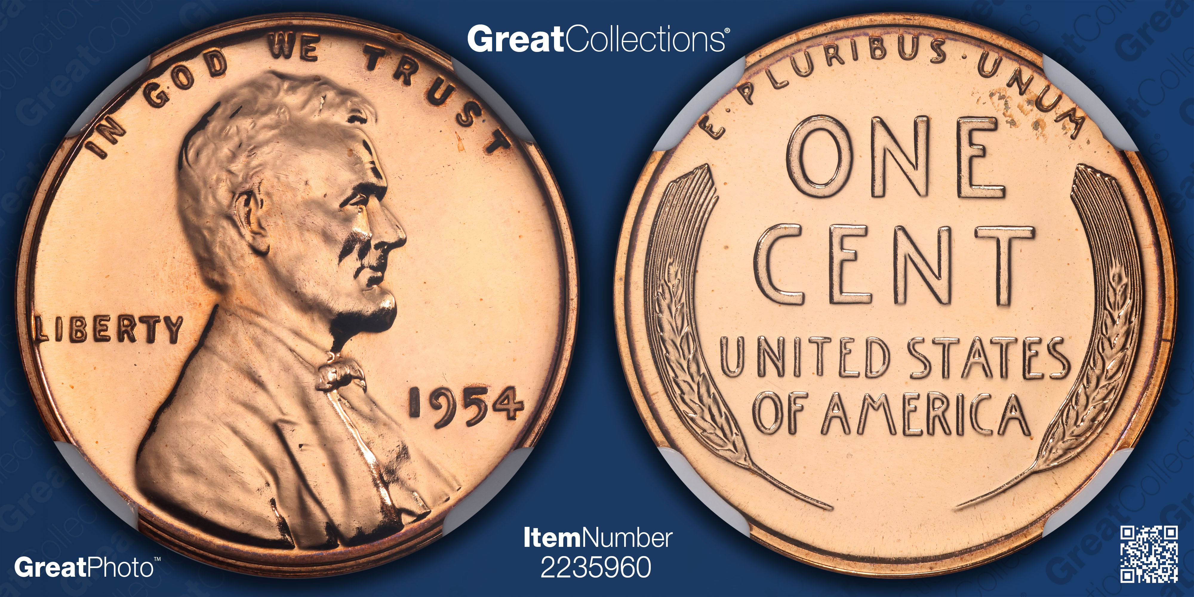 1954 Lincoln Cent NGC Proof-67 RD (Item 2235960