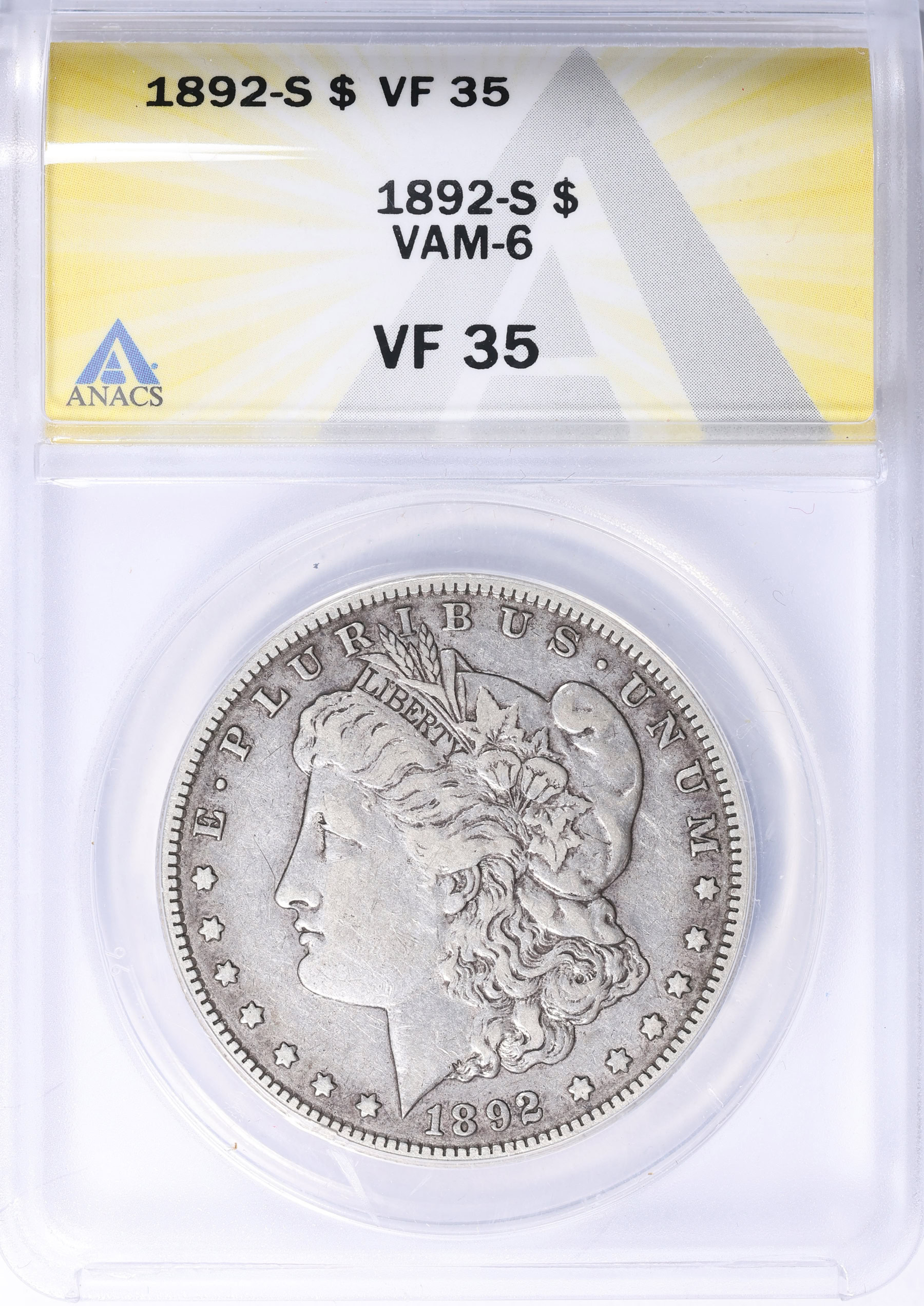 1892-S Morgan Silver Dollar VAM-6 ANACS VF-35 (Item 2236695