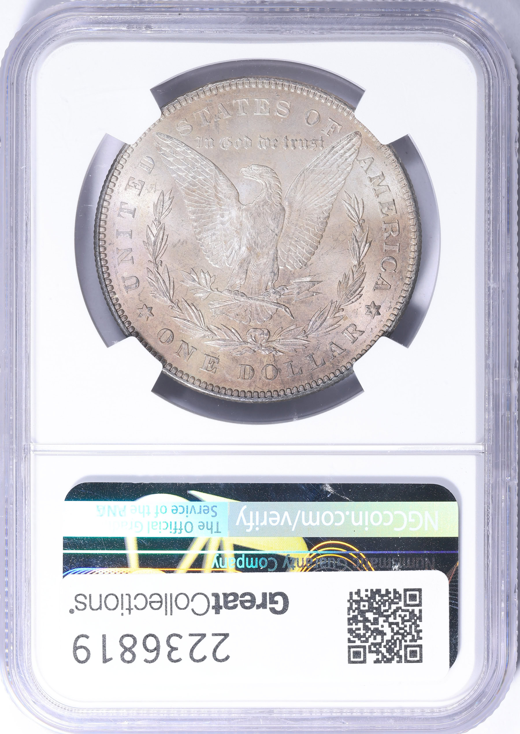 1878 7TF Morgan Silver Dollar Reverse of 1878 NGC MS-64 (Toned
