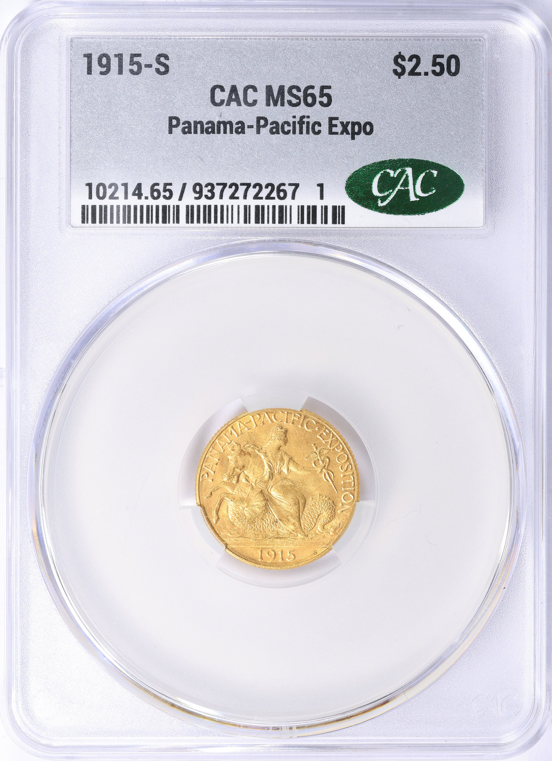 「赤城さま」 1915-S Panama-Pacific Exposition Quarter Eagle CACG MS-65 (Item