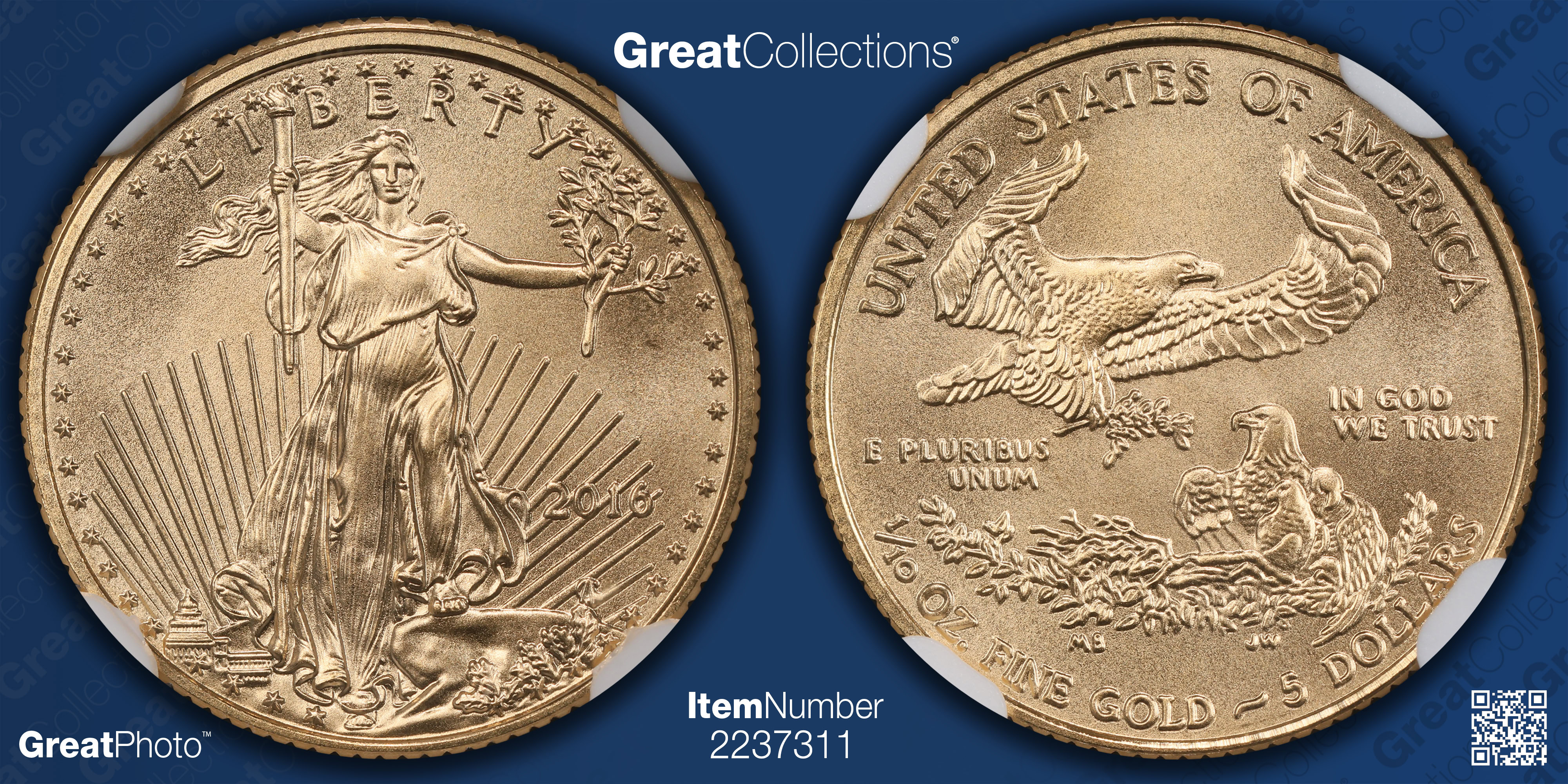 2016 $5 Tenth-Ounce Gold American Eagle NGC MS-70 (Item 2237311 2016 $5 Tenth-Ounce Gold American Eagle NGC MS-70 (Item 2237311