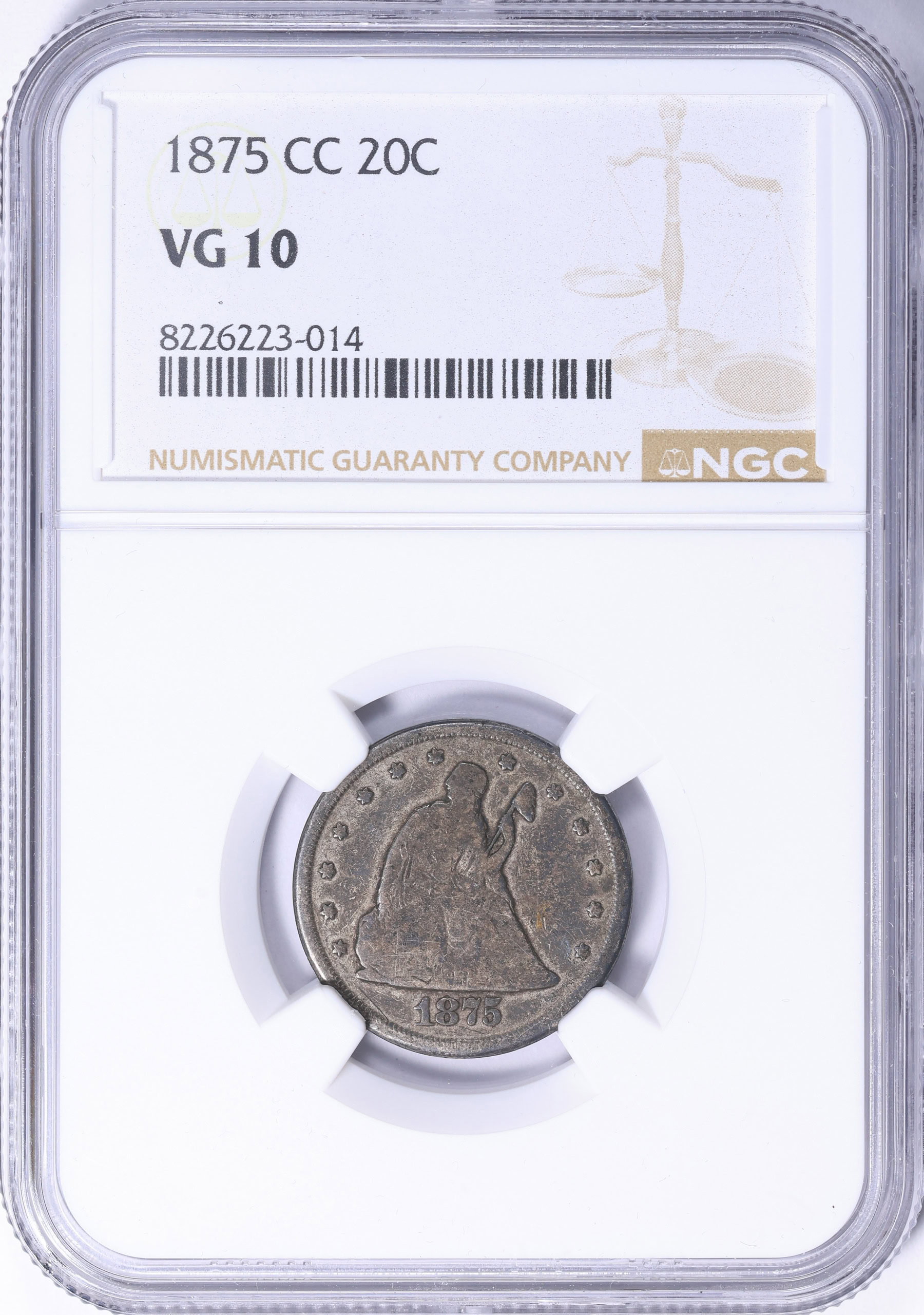 1875-CC Twenty-Cent Piece NGC VG-10 (Item 2238300