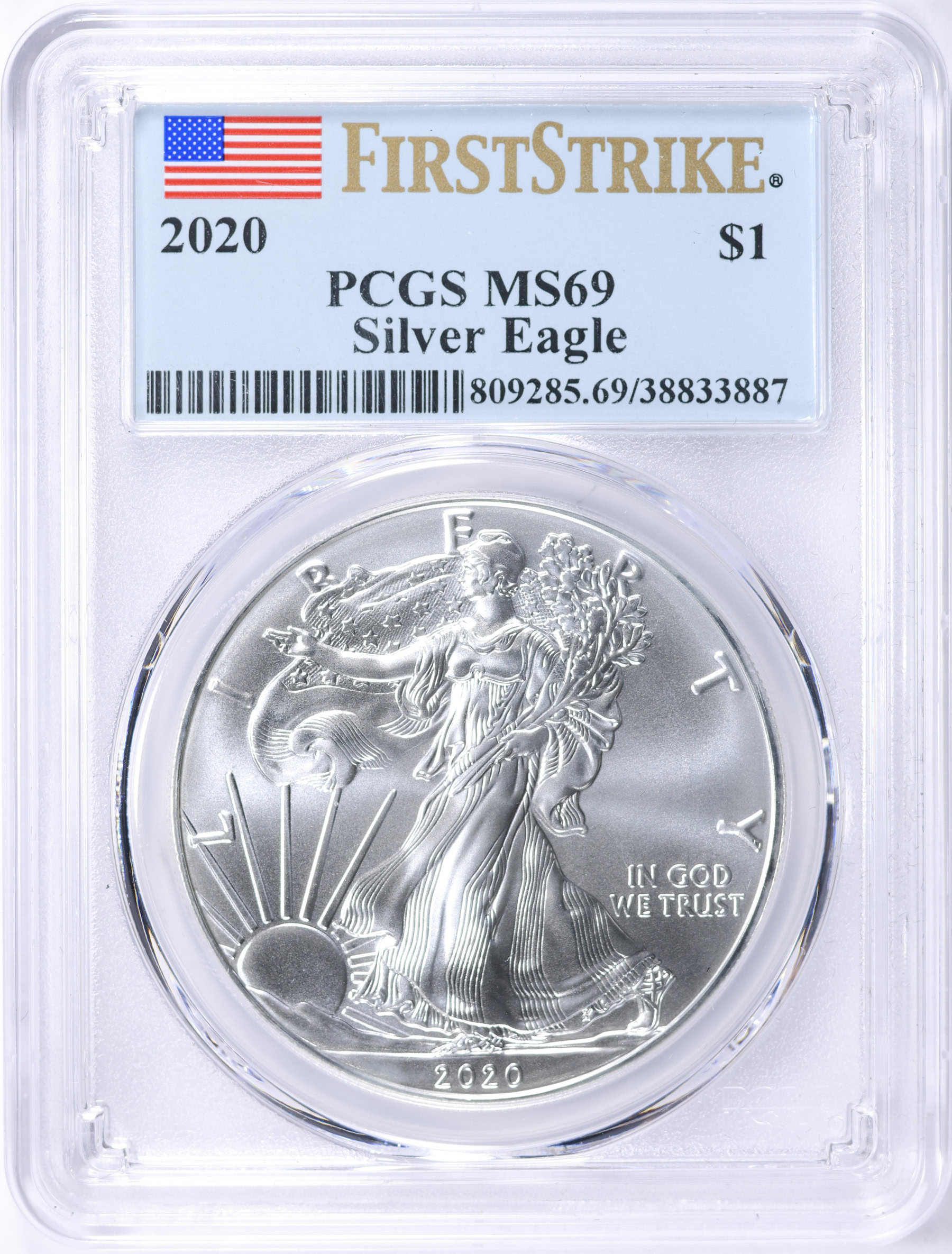 2020 $1 Silver Eagle First Strike PCGS MS-69 (Item 2238377
