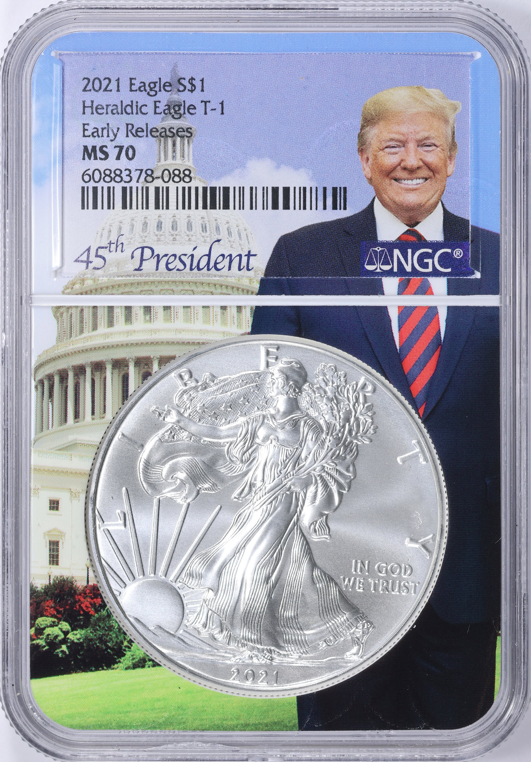 2021 $1 Silver Eagle Type 1 Early Releases NGC MS-70 (Donald Trump