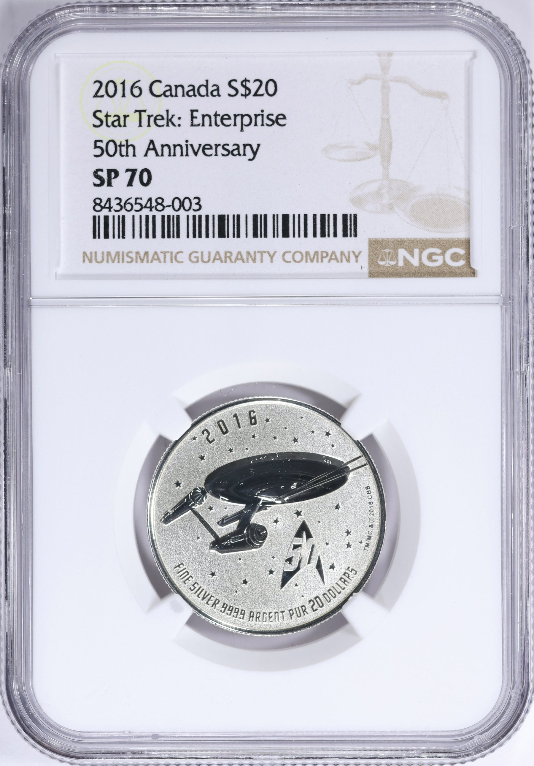 Canada 2016 Silver $20 Star Trek Enterprise 50th Anniversary KM