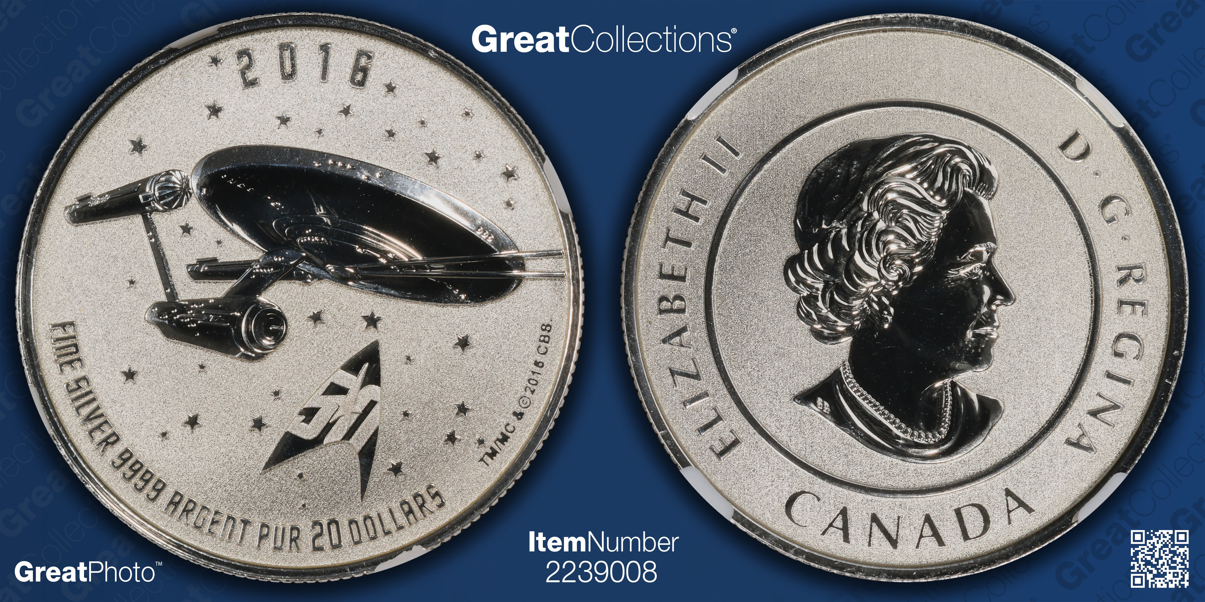 Canada 2016 Silver $20 Star Trek Enterprise 50th Anniversary KM