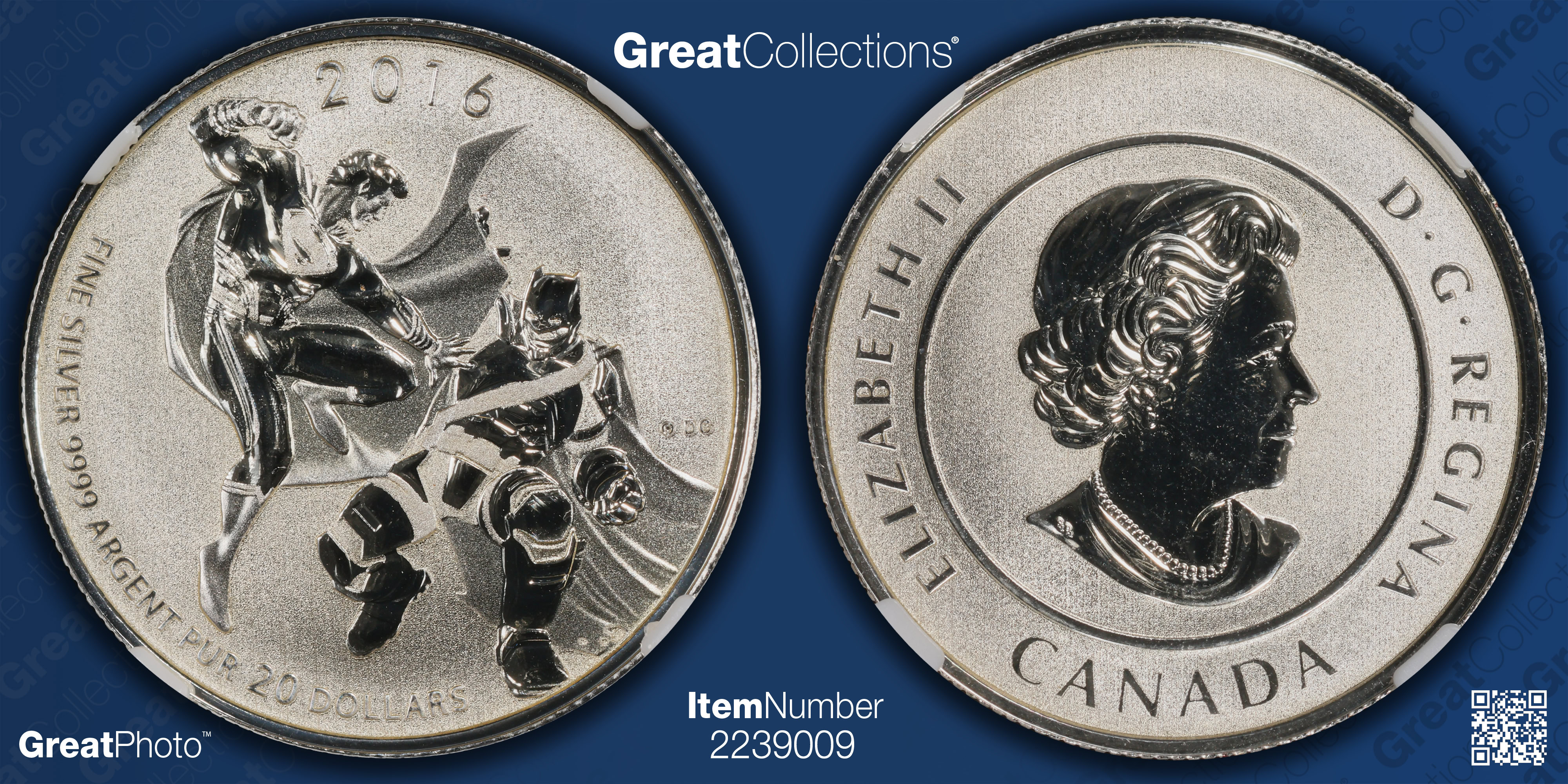 Canada 2016 Silver $20 Batman v Superman KM-2136 NGC SP-70 (Item