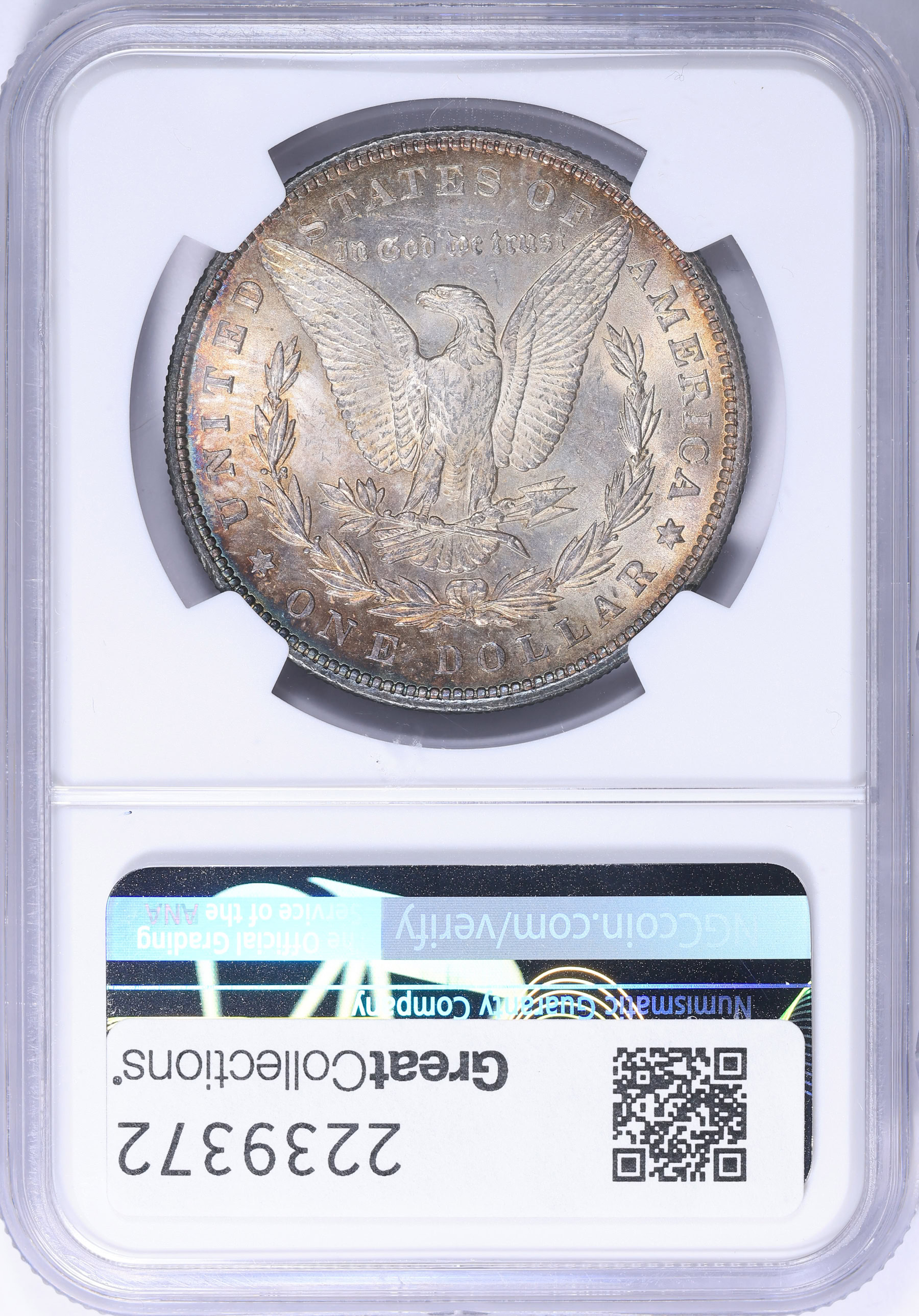 1878 7TF Morgan Silver Dollar Reverse of 1879 NGC MS-62 (Toned