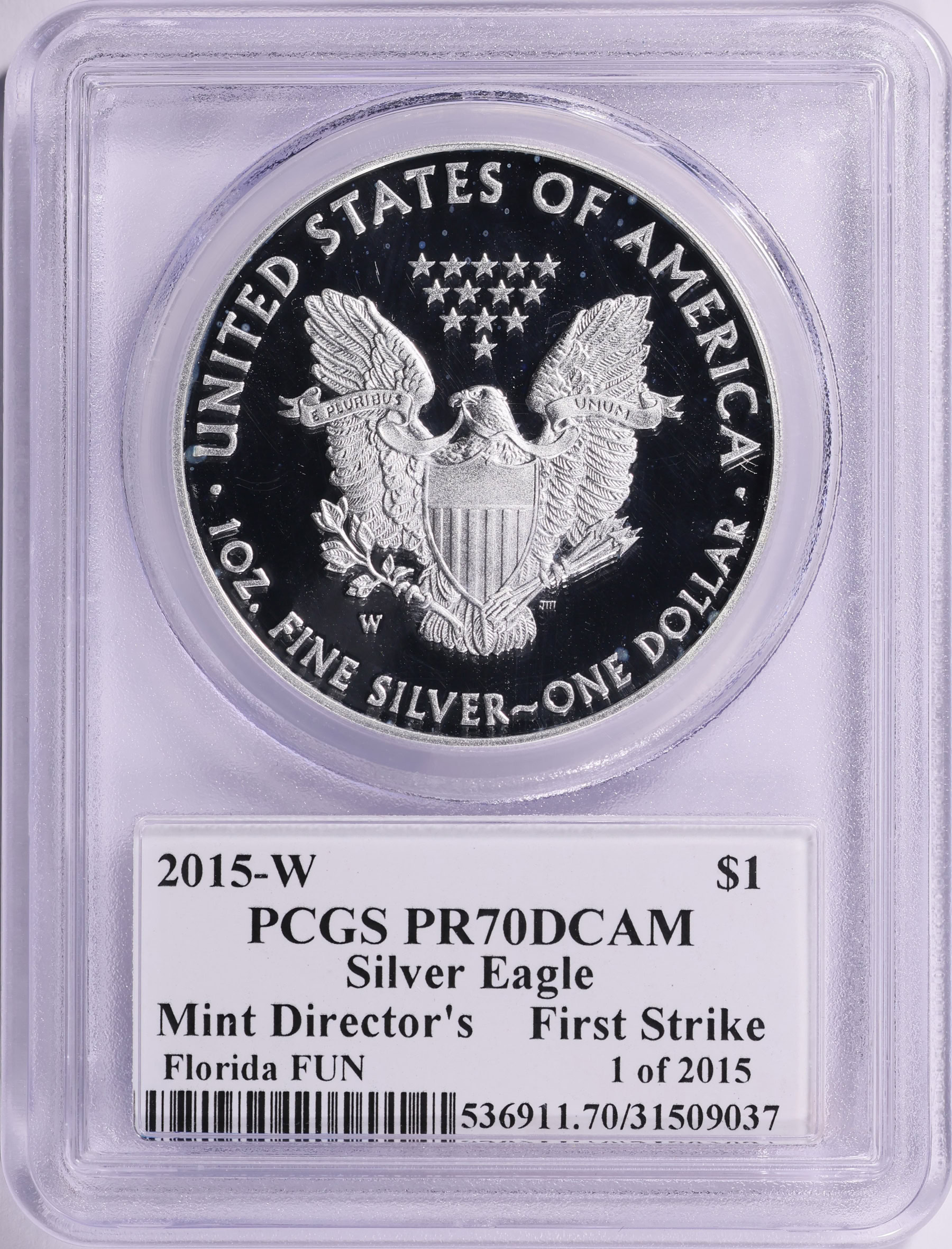 2015-W $1 Silver Eagle First Strike PCGS Proof-70 DCAM (Edmund C