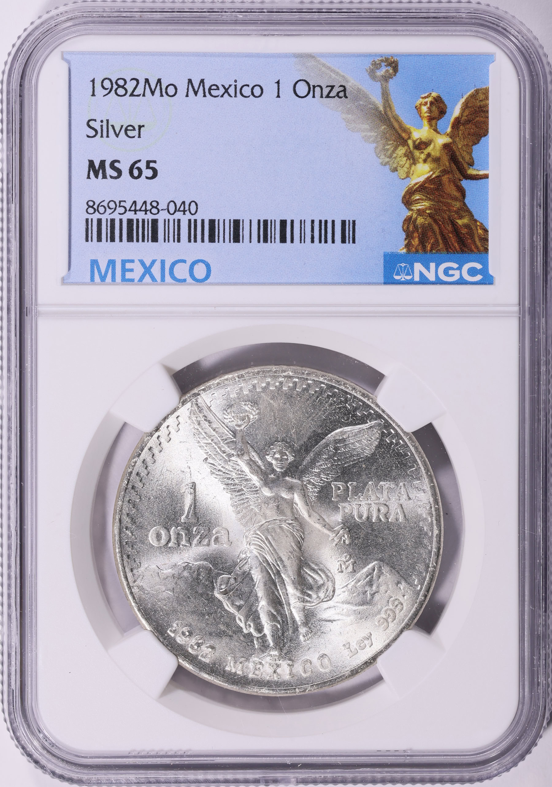 Mexico 1982-Mo Silver Onza Libertad KM-494.1 NGC MS-65 (Item