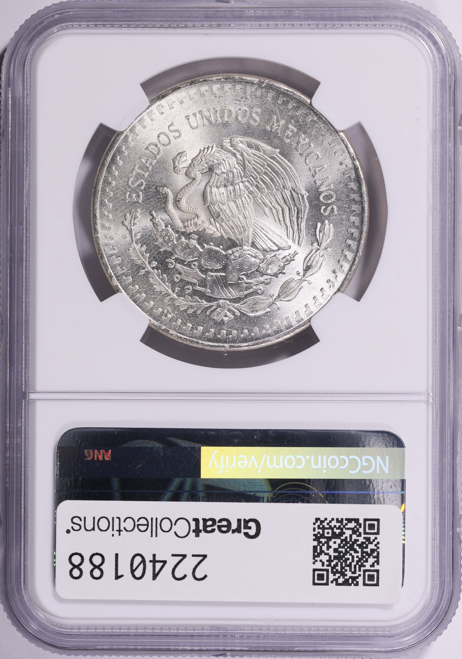 Mexico 1982-Mo Silver Onza Libertad KM-494.1 NGC MS-65 (Item