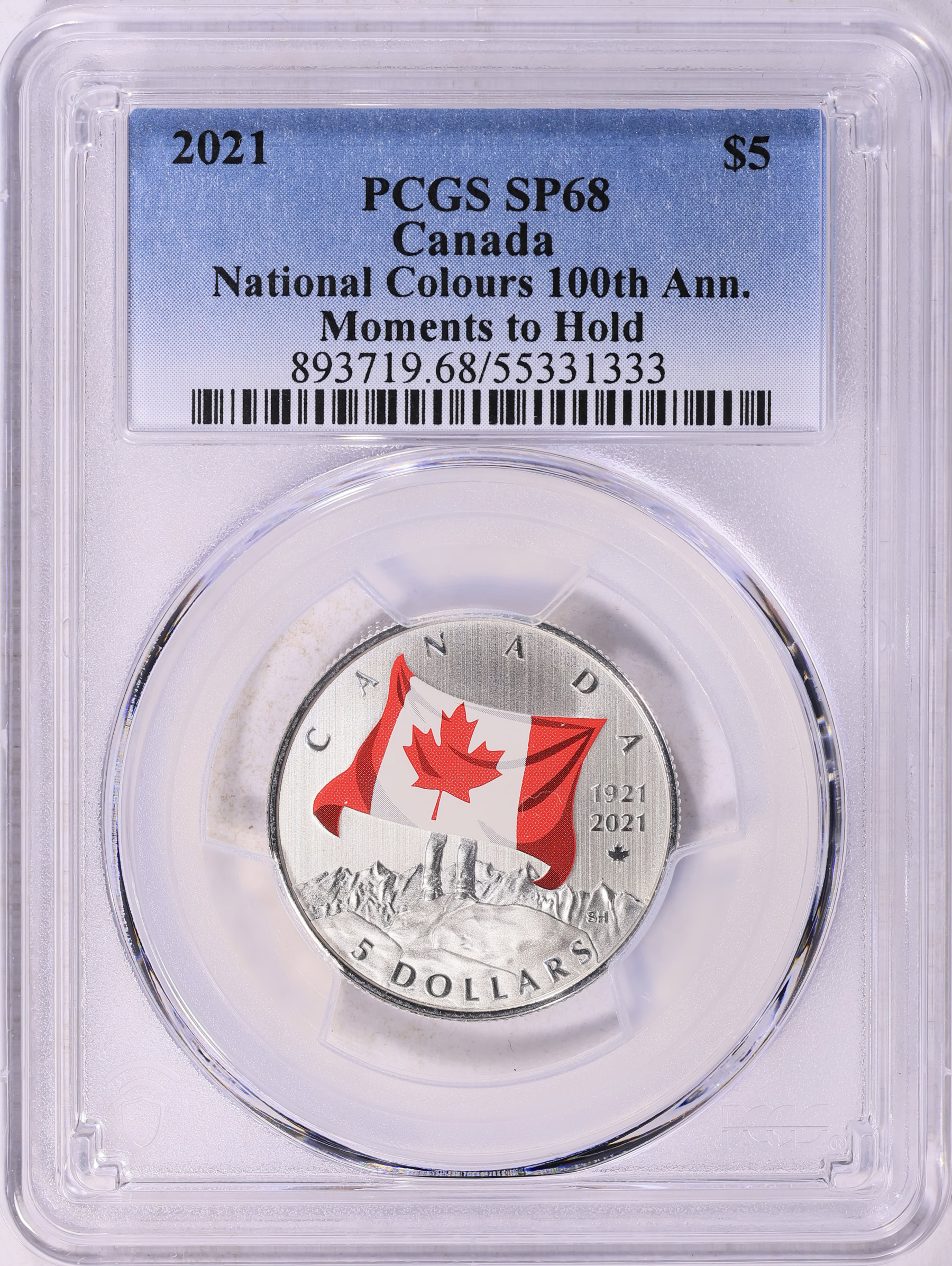 Canada 2021 Silver $5 National Colours 100th Anniversary KM-3108