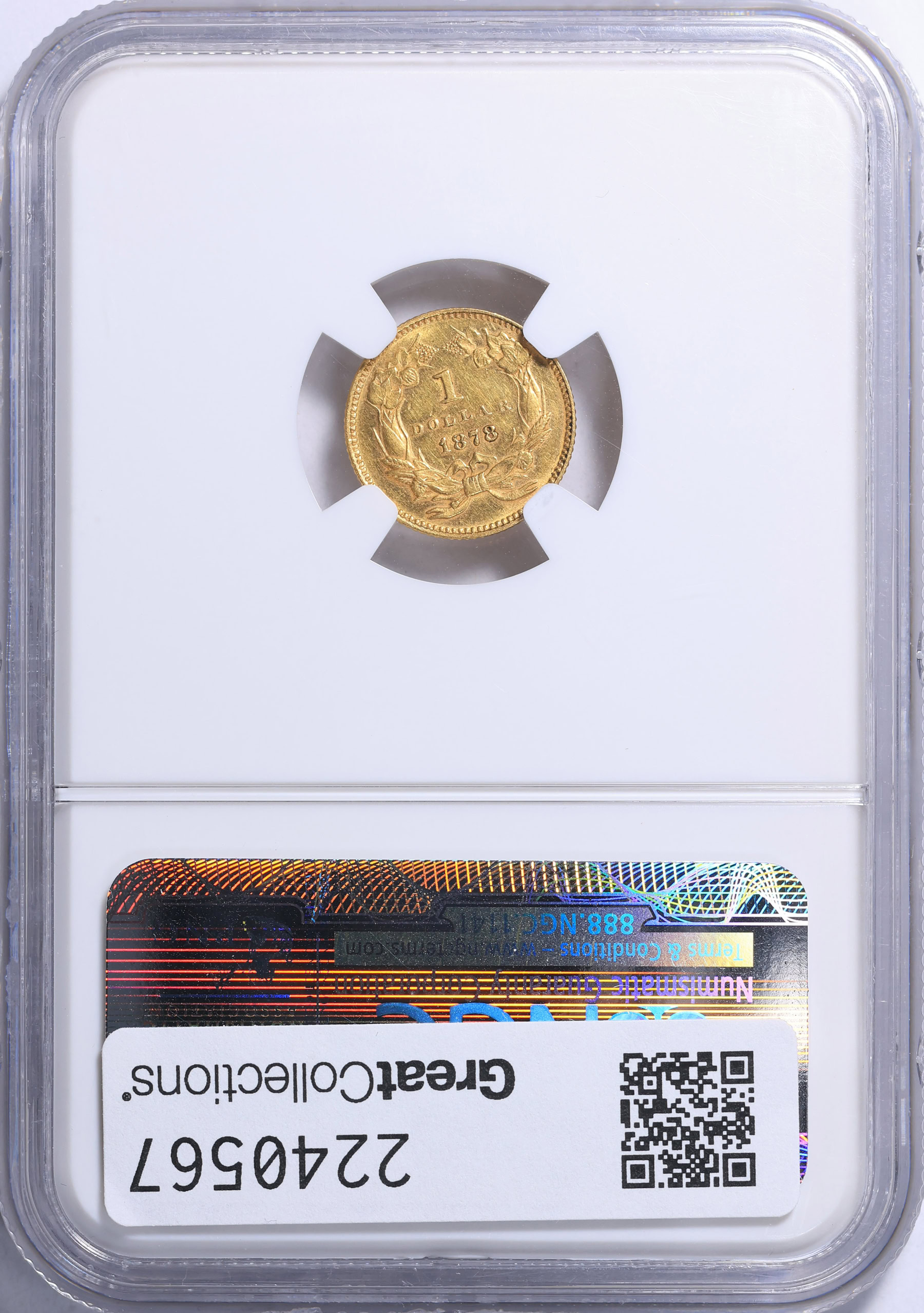 1878 Indian Princess Gold Dollar NGC AU-58 (CAC Green) (Item
