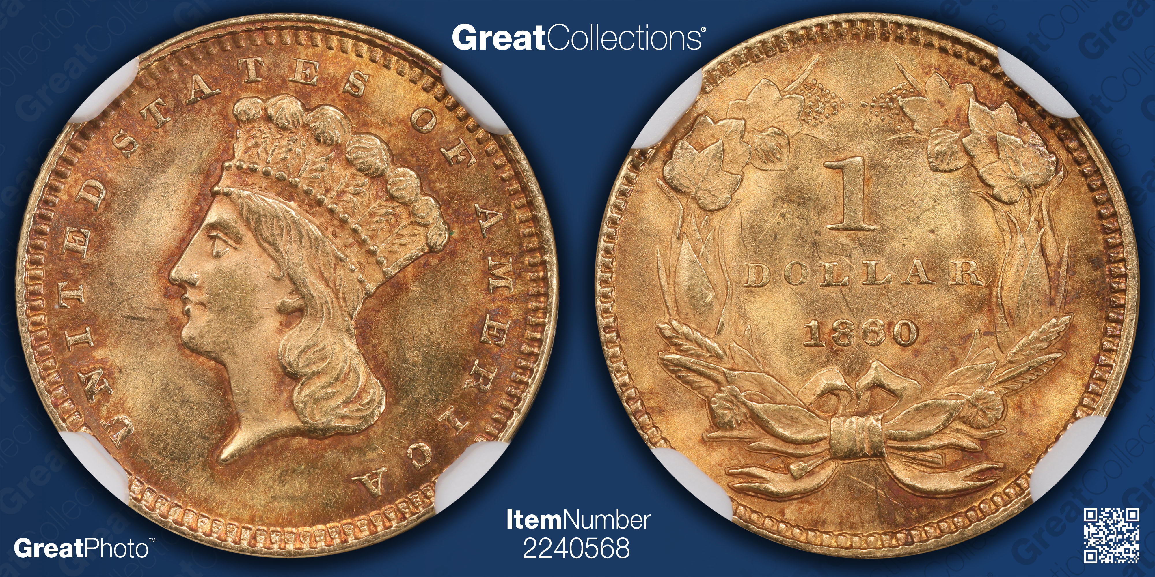 coincoinhaseページ 1860 Indian Princess Gold Dollar NGC MS-63 (CAC Green) (Item