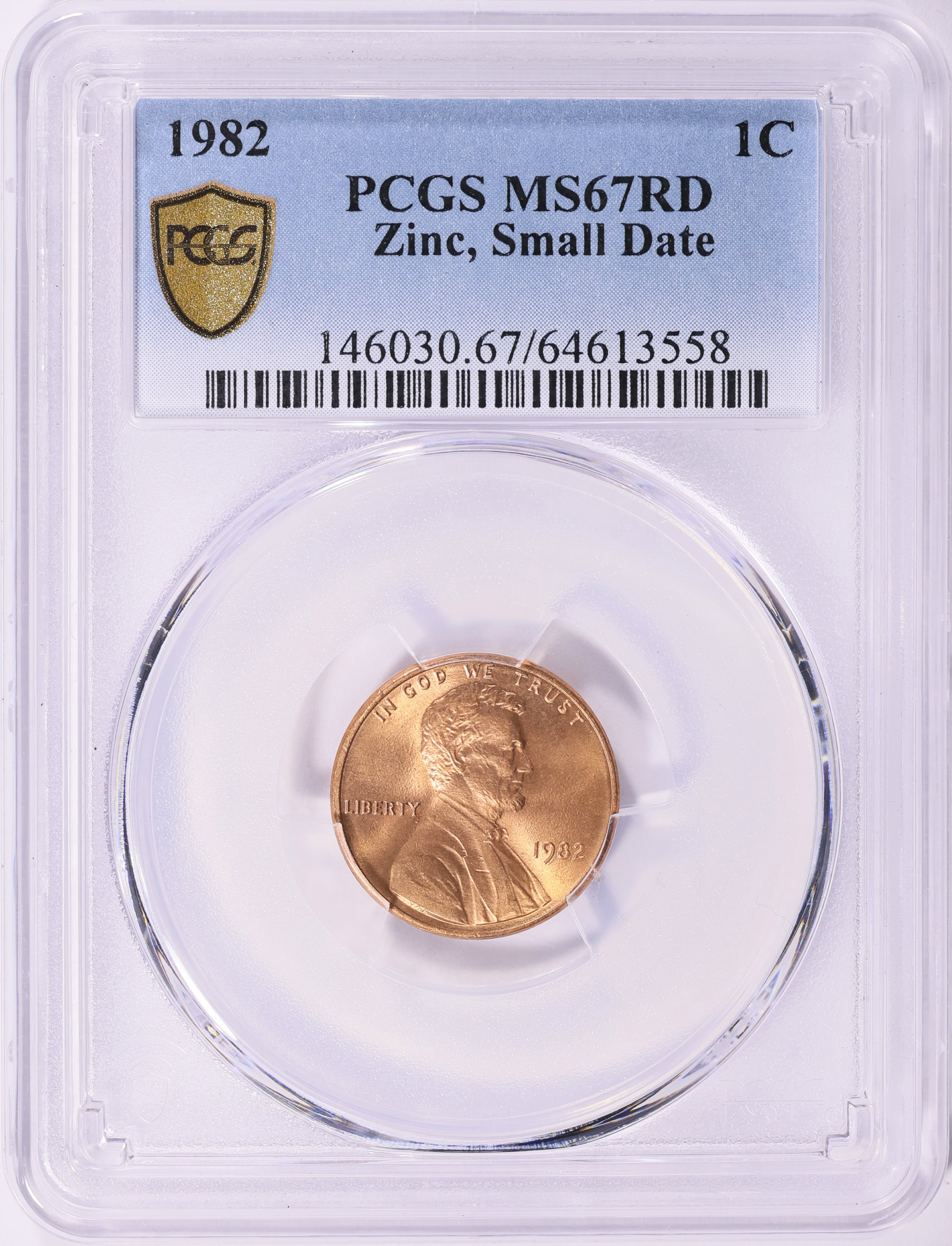 1982 Lincoln Cent Zinc Small Date PCGS MS-67 RD (Item 2240591