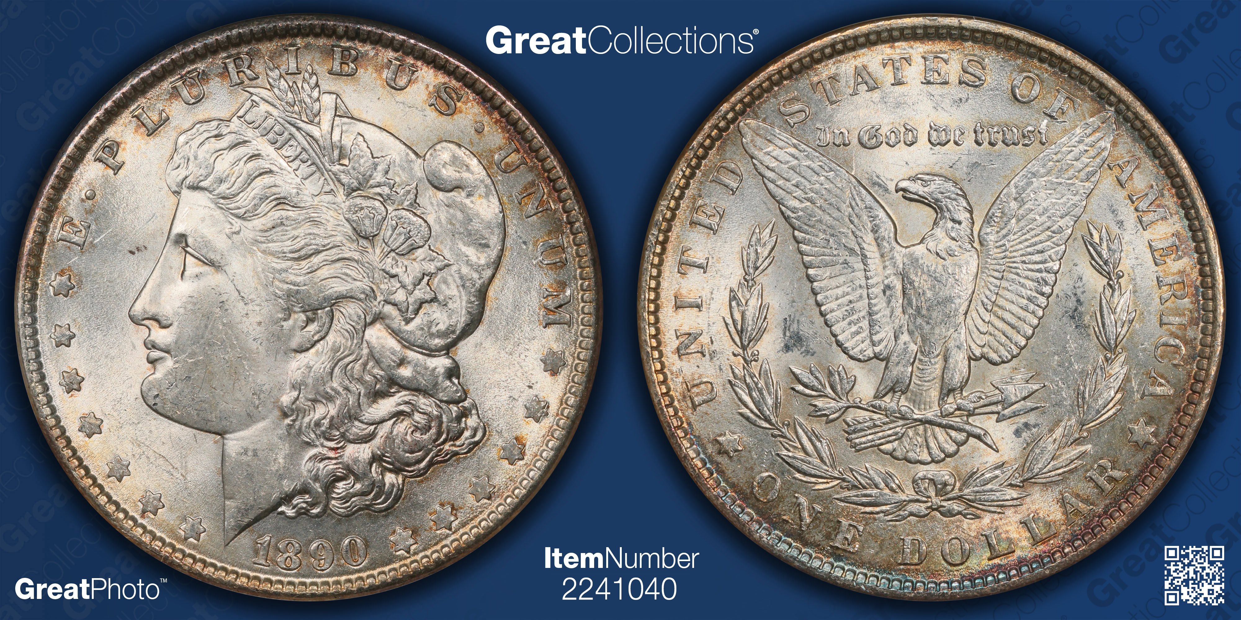 1890 Morgan Silver Dollar VAM-13 ANACS MS-62 OH (Toned) (Item