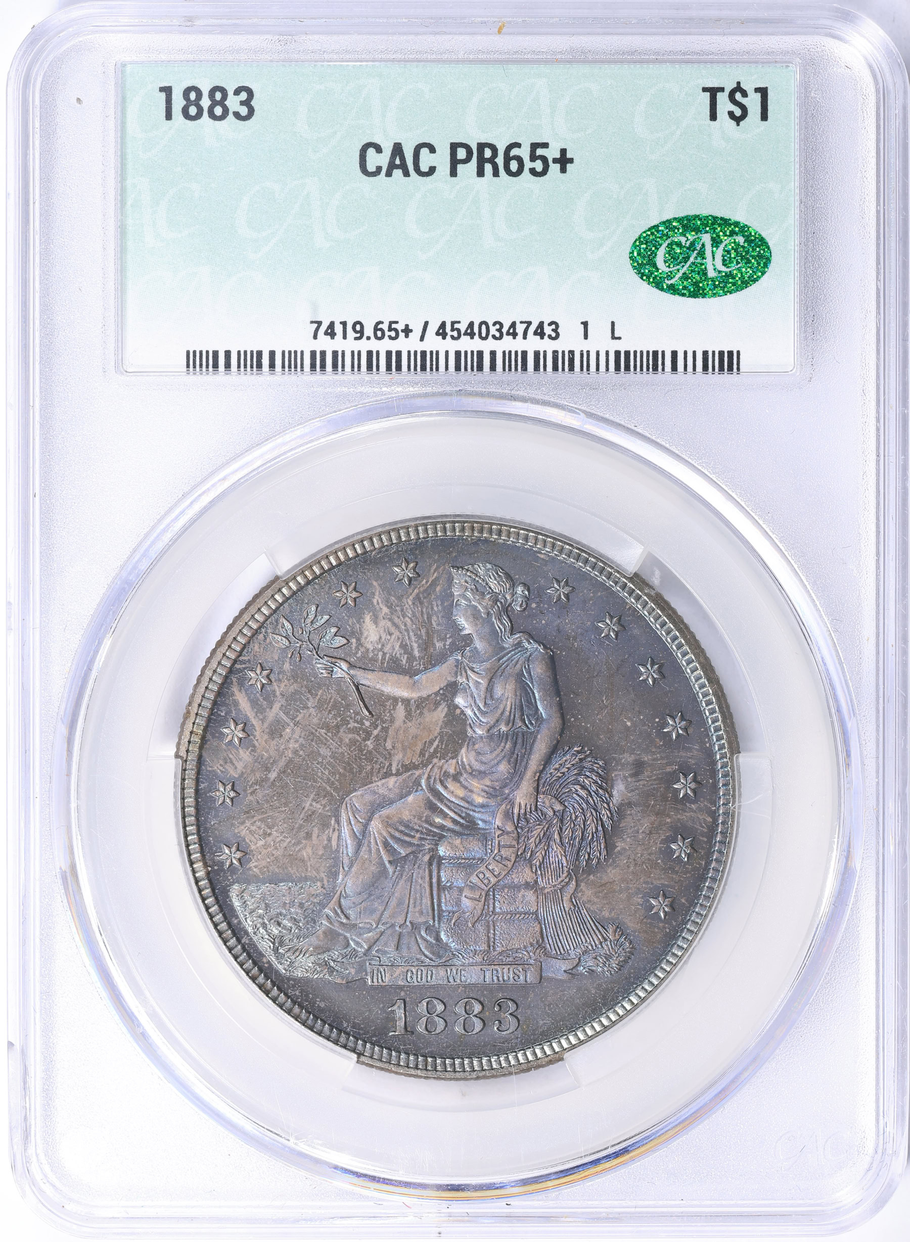 1883 Trade Silver Dollar CACG Proof-65+ (Toned) (Item 2241552