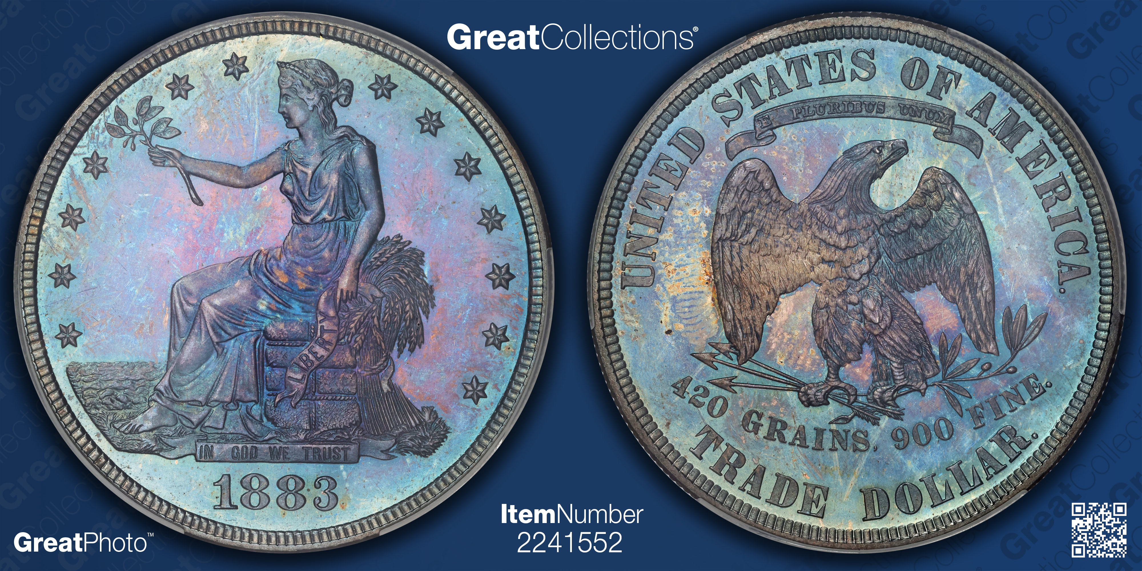 1883 Trade Silver Dollar CACG Proof-65+ (Toned) (Item 2241552