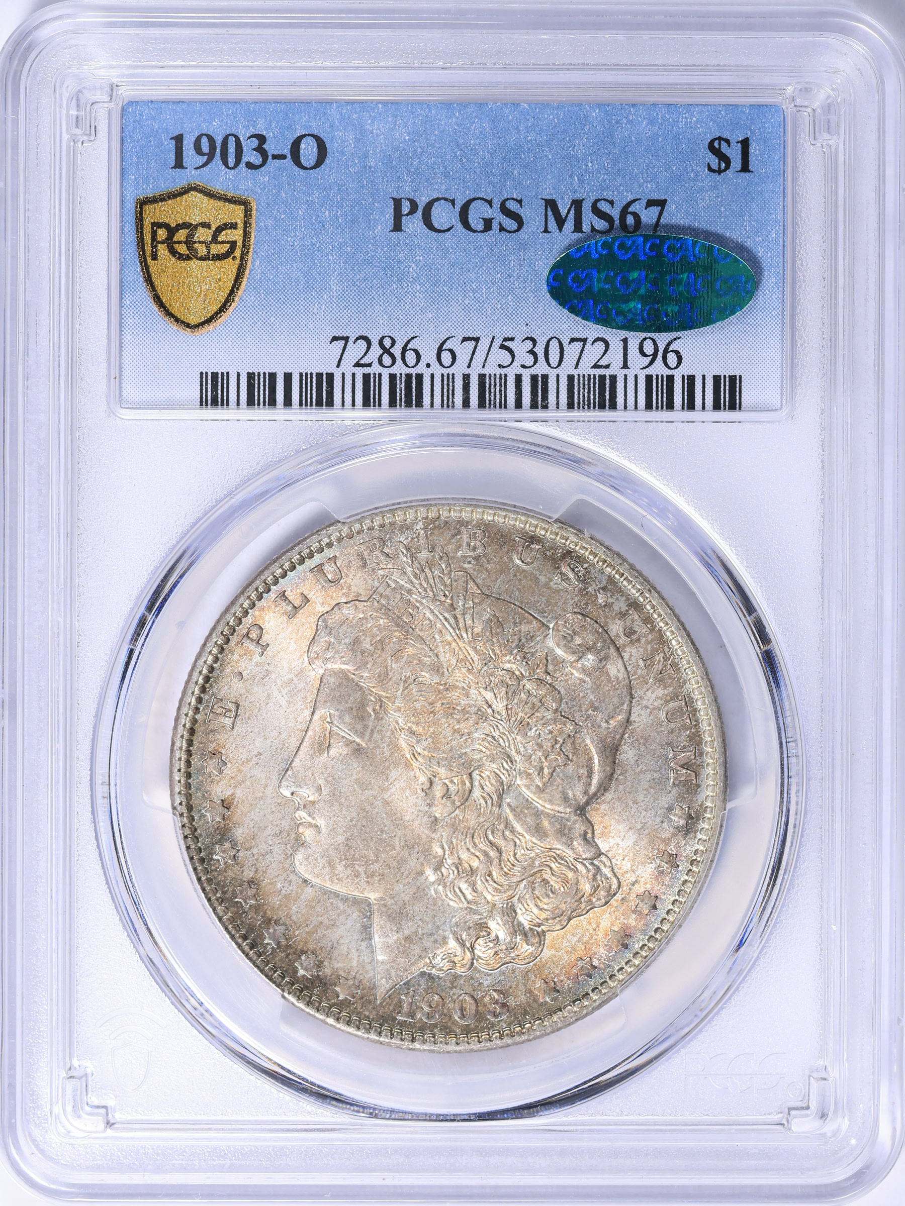 1903-O Morgan Silver Dollar PCGS MS-67 (CAC Green) (Toned) (Item