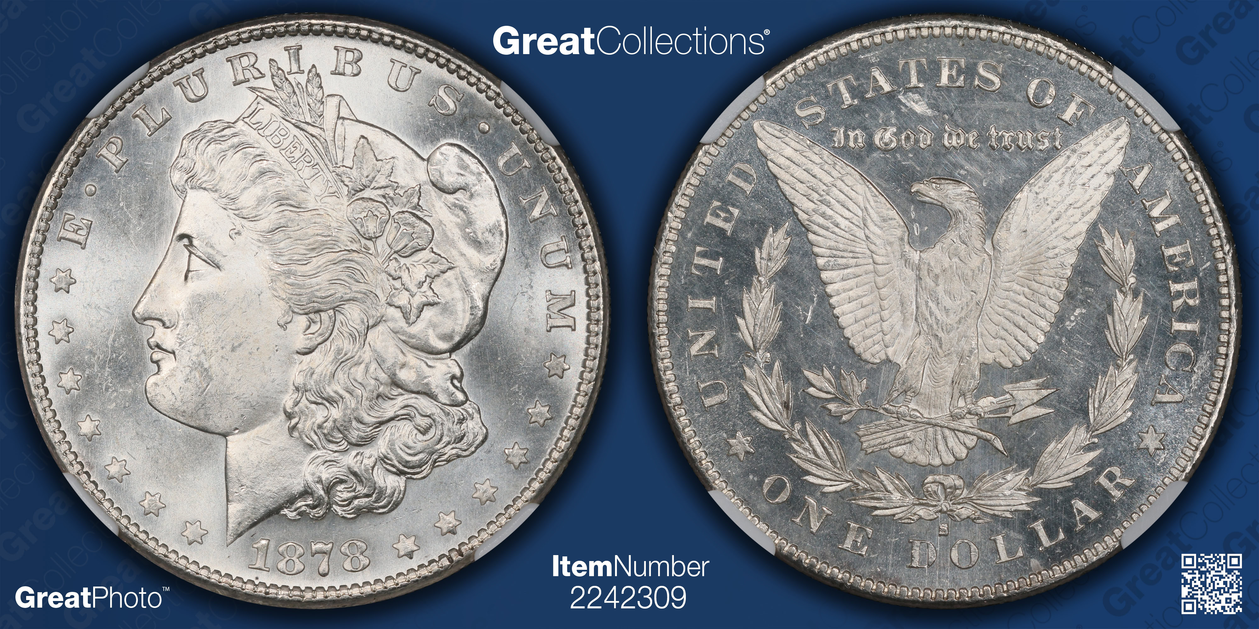 1878-S Morgan Silver Dollar NGC MS-63 (CAC Green) (Item 2242309