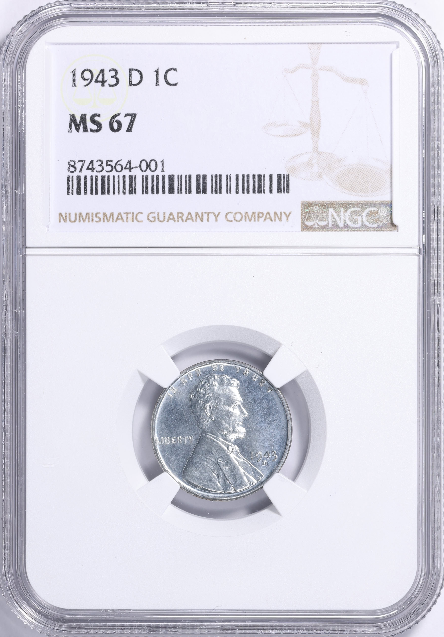 1943-D Lincoln Cent NGC MS-67 (Item 2242606) | GreatCollections
