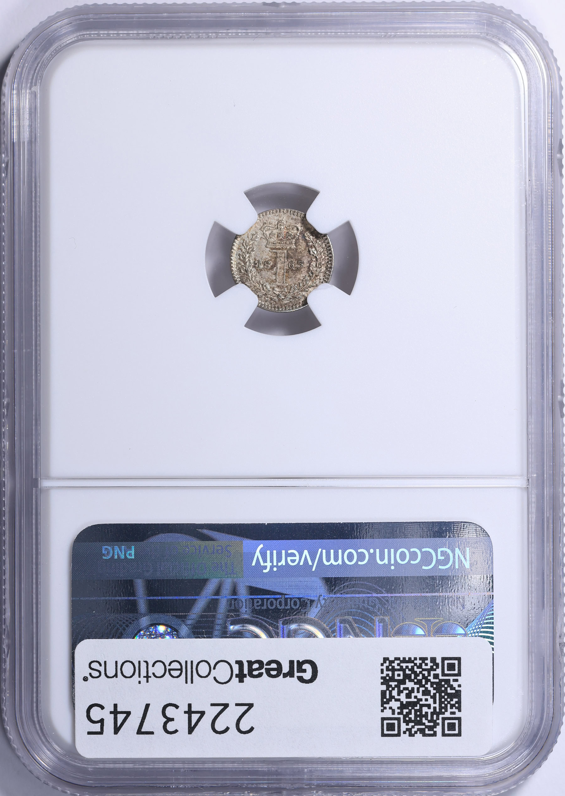 Great Britain 1863 Silver Maundy Penny KM-727 NGC MS-64 (Toned