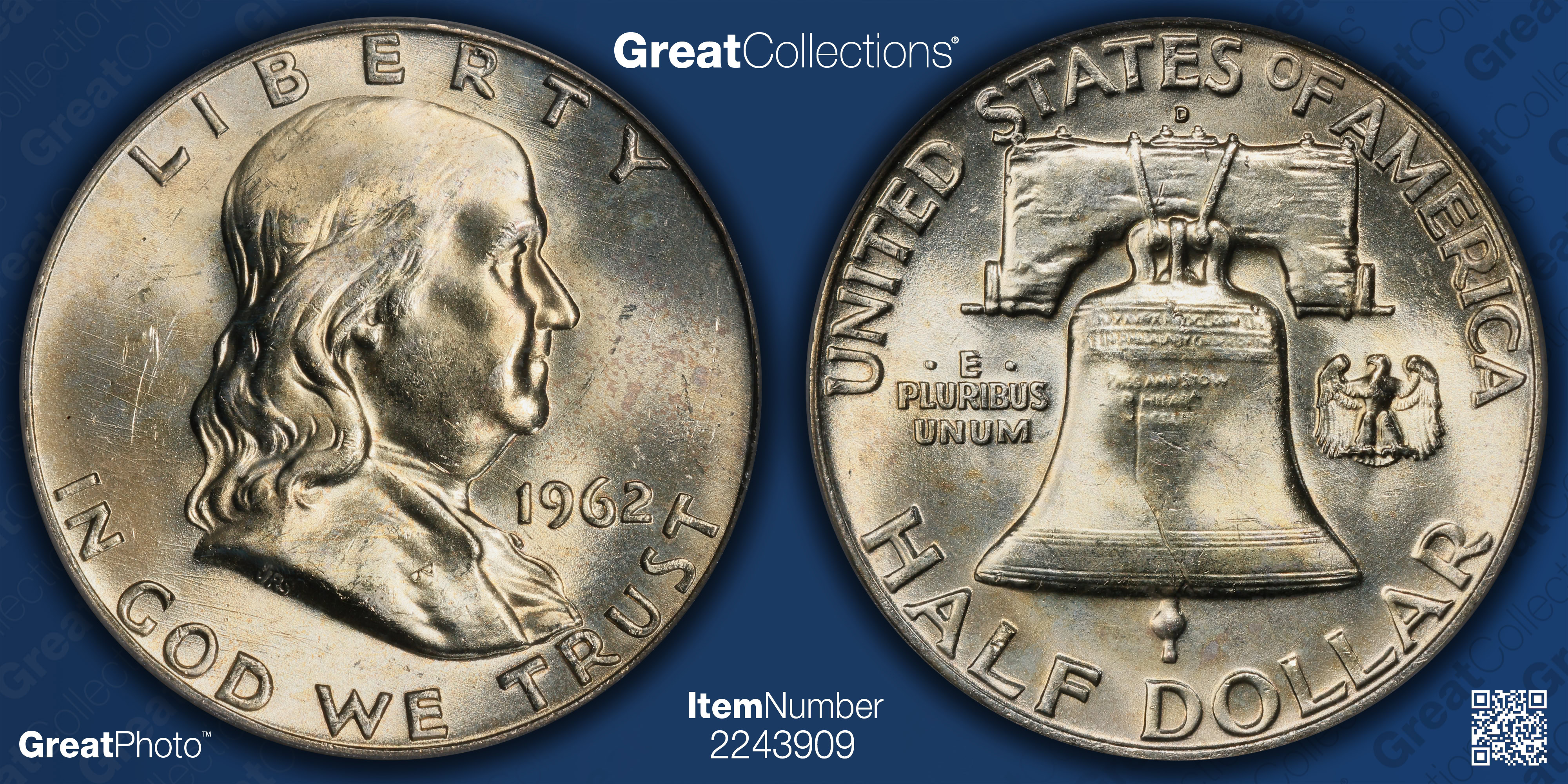 1962-D Franklin Half Dollar PCGS MS-64 FBL (Item 2243909