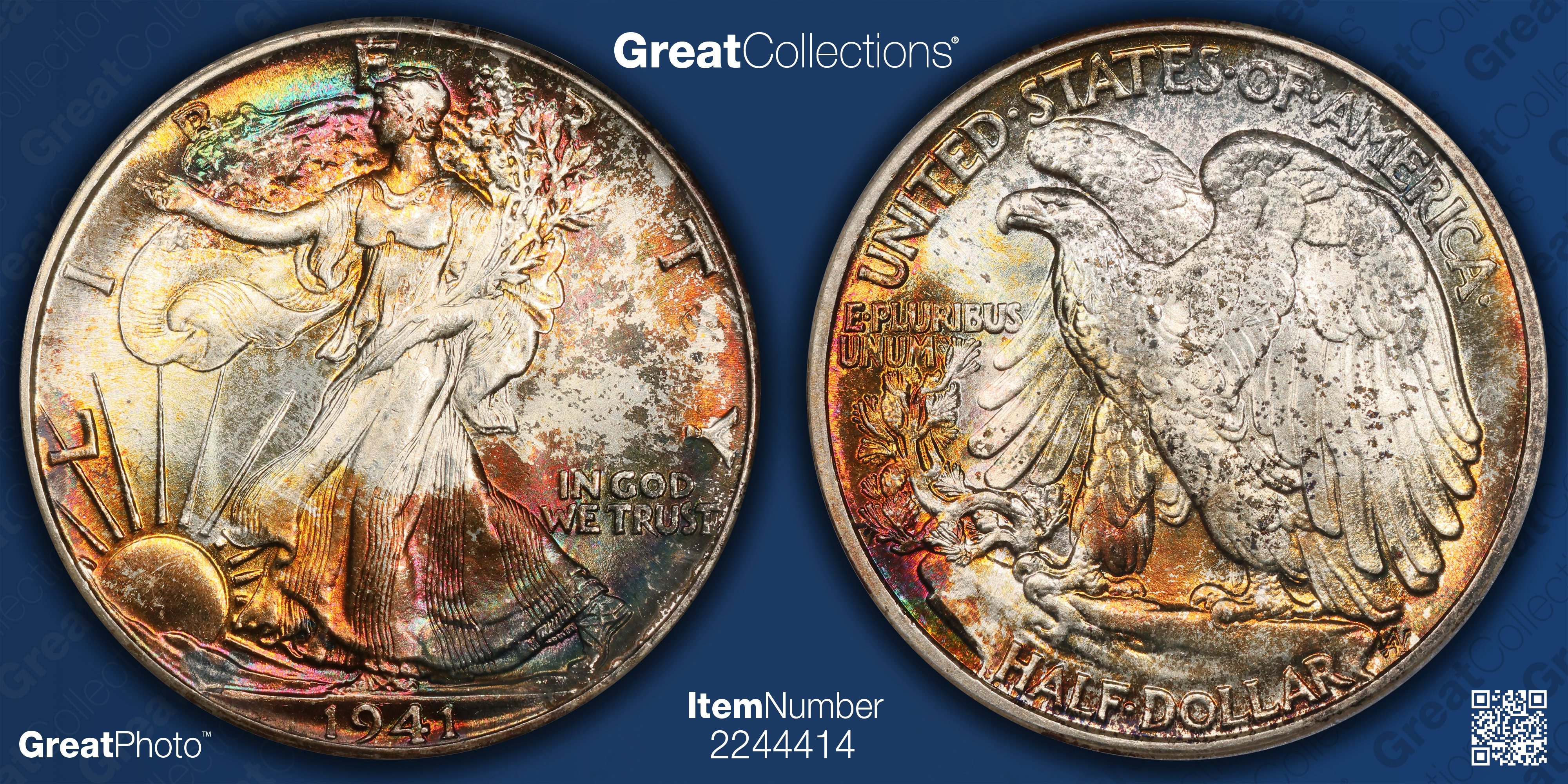1941 Walking Liberty Half Dollar PCGS MS-64 (CAC Gold) (Toned