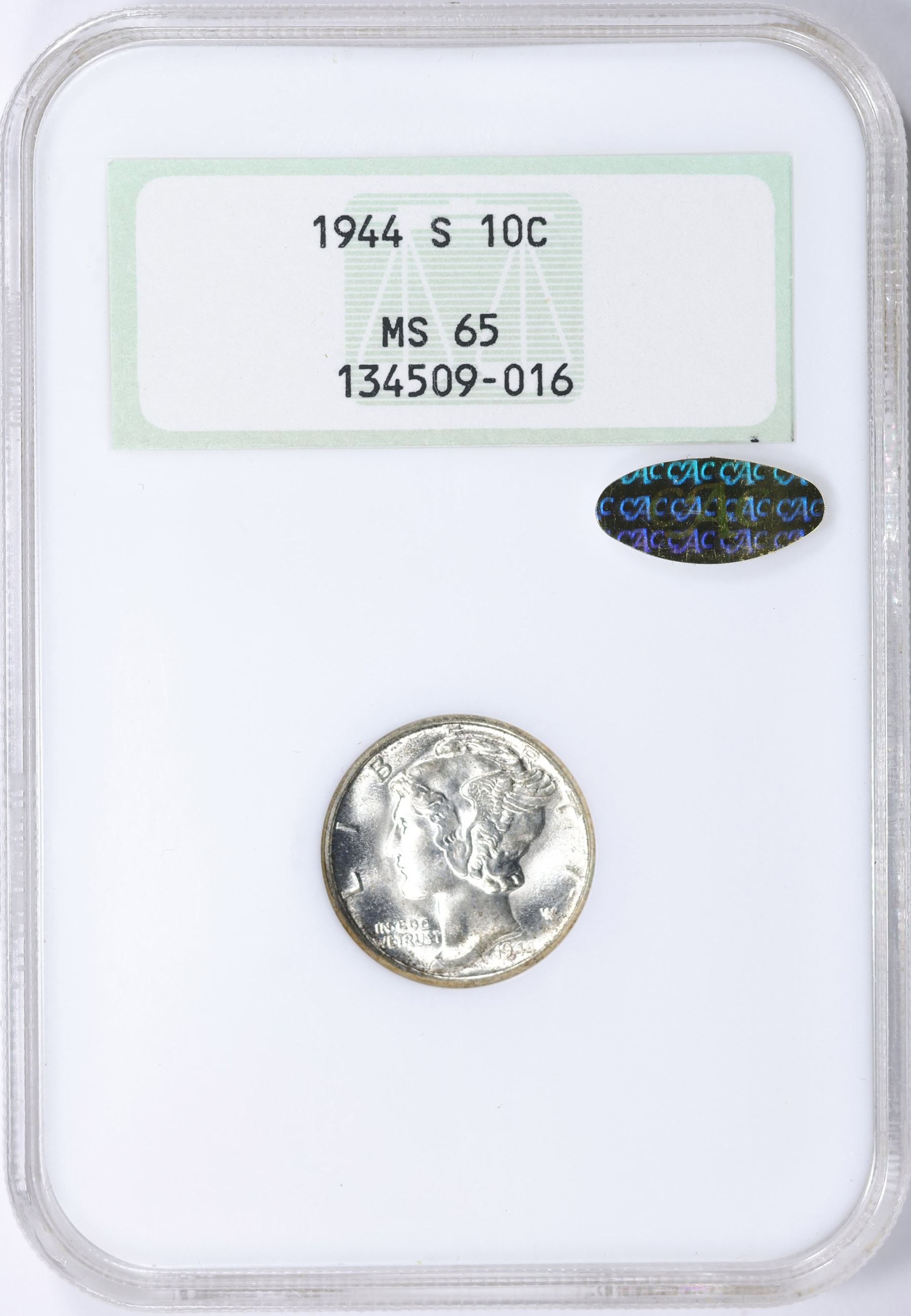1944-S Mercury Dime NGC MS-65 (CAC Gold) OH (Item 2244422