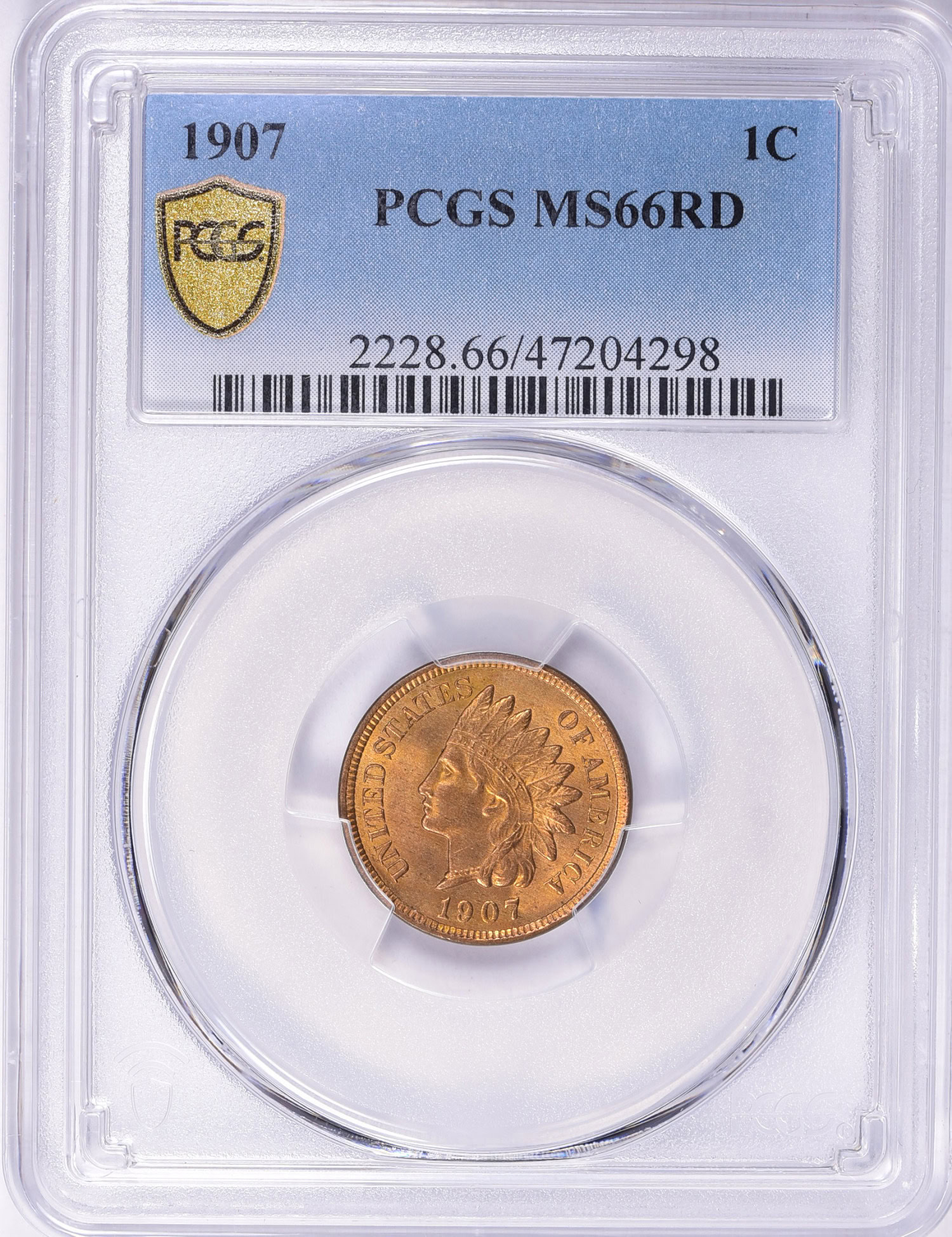 Indian Banknotes Collection 1907 Indian Cent PCGS MS-66 RD (Item 2244592) | GreatCollections Coin ...
