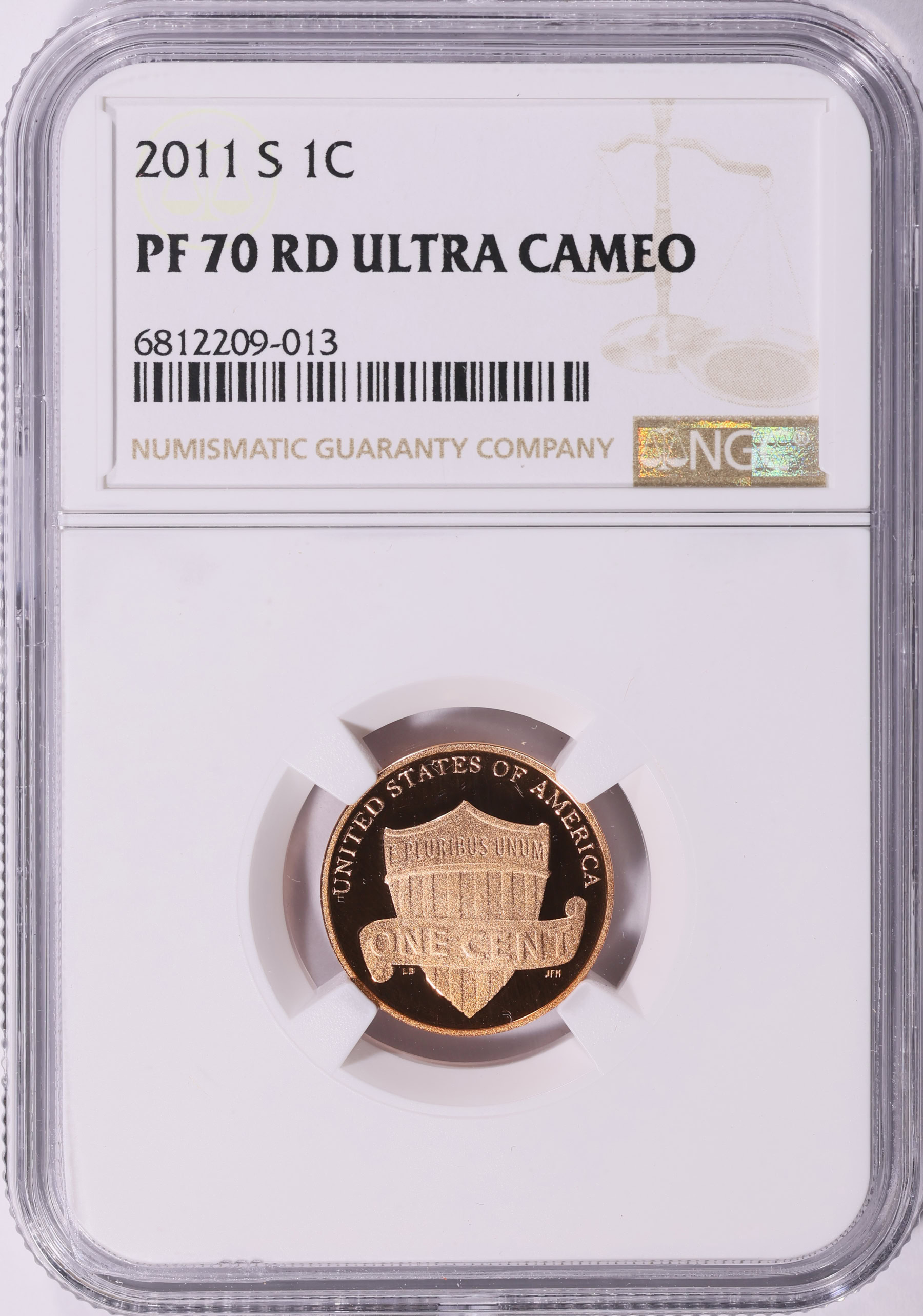 2011-S Lincoln Cent Shield NGC Proof-70 RD UC (Item 2244893
