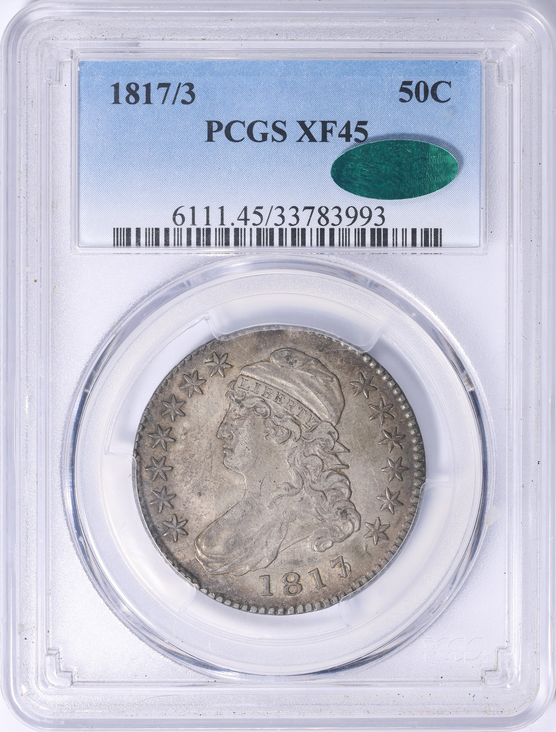 1817/3 Capped Bust Half Dollar PCGS XF-45 (CAC Green) (Item