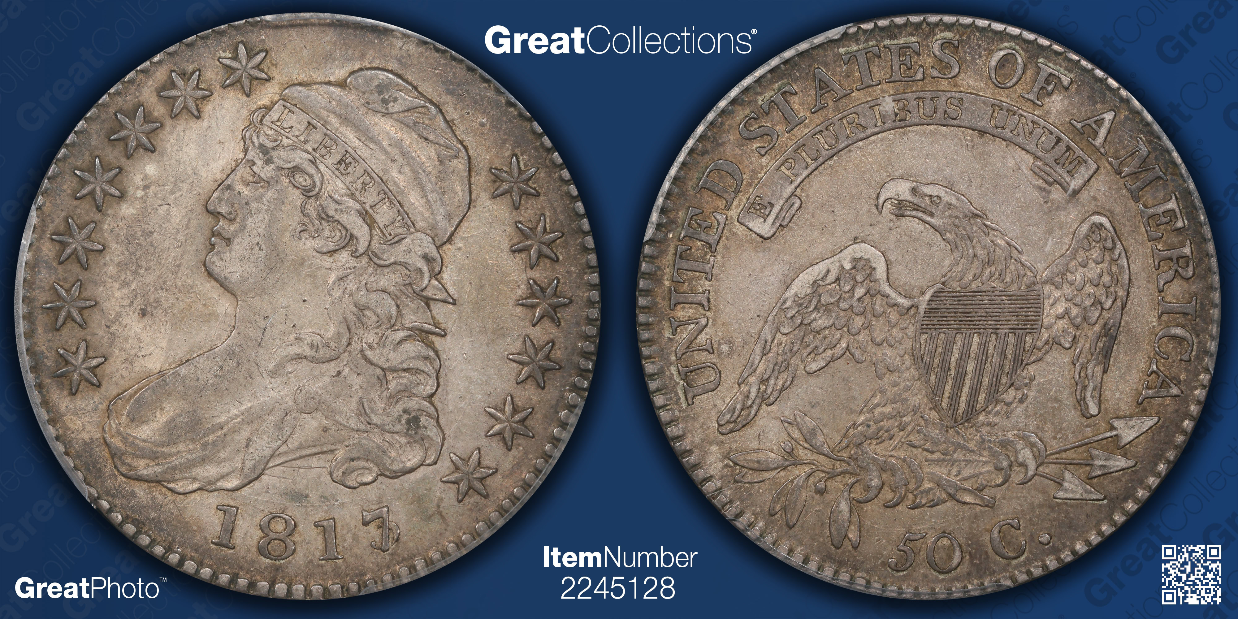 1817/3 Capped Bust Half Dollar PCGS XF-45 (CAC Green) (Item