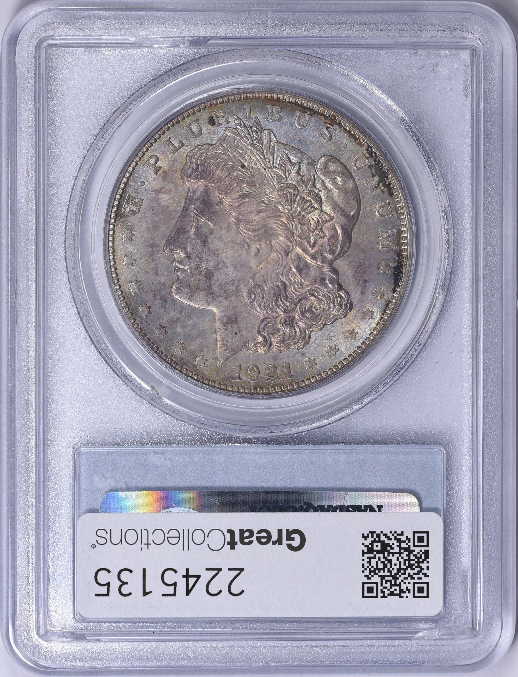 1921-D Morgan Silver Dollar PCGS MS-64 (CAC Green) (Toned) (Item