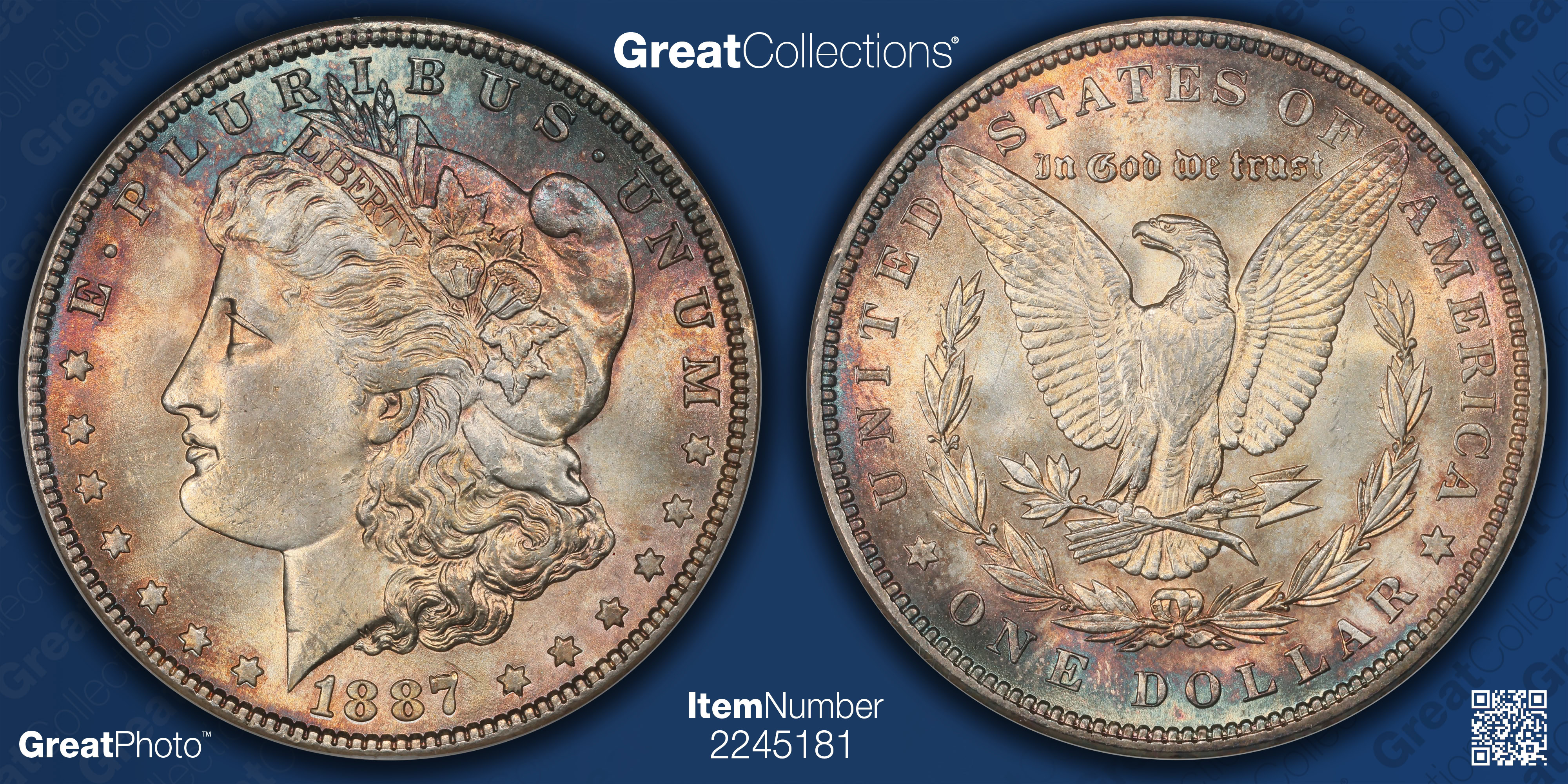 1887 Morgan Silver Dollar VAM-3 ANACS MS-63 OH (Toned) (Item