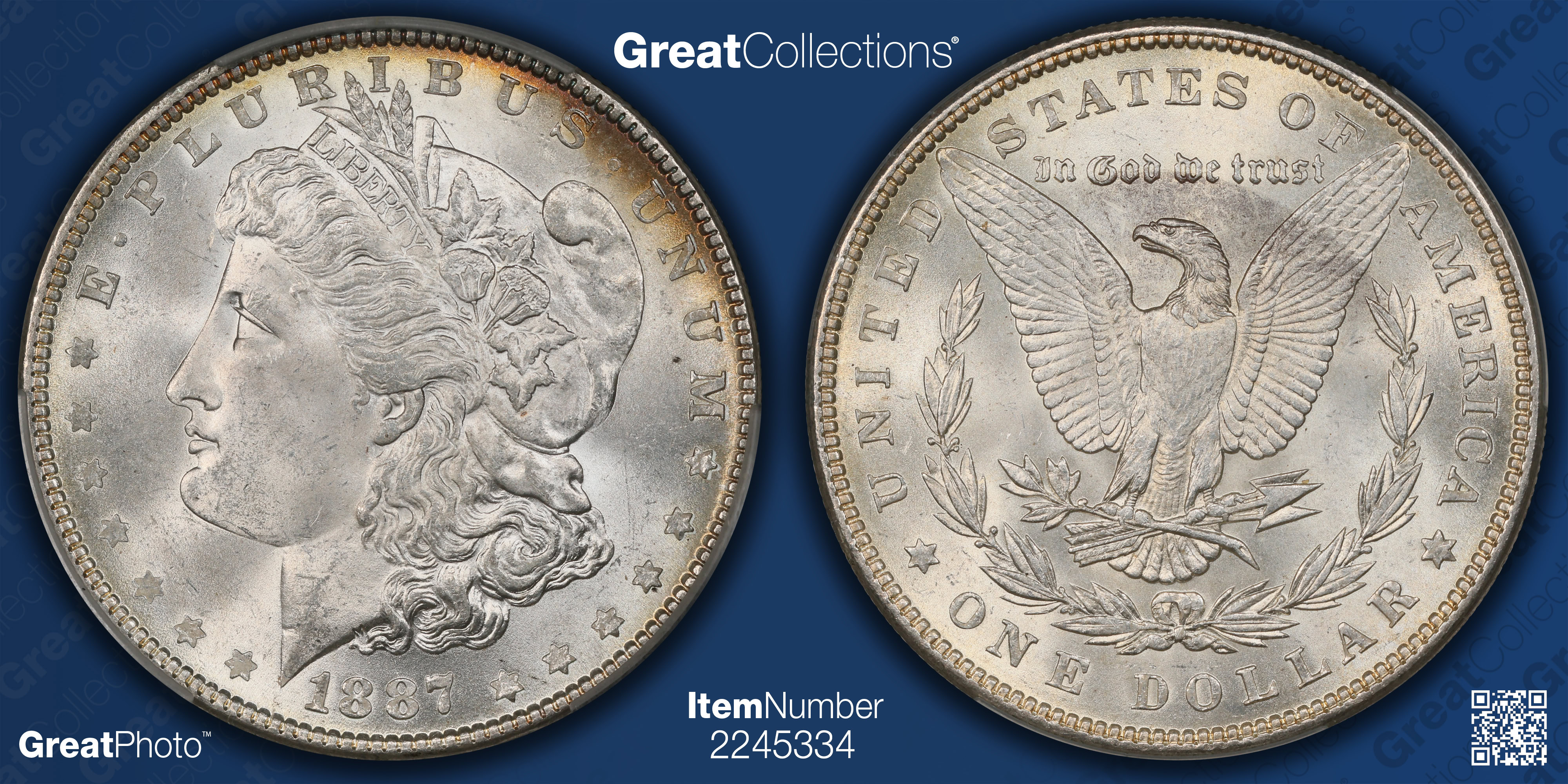 1887 Morgan Silver Dollar CACG MS-64 (Toned) (Item 2245334