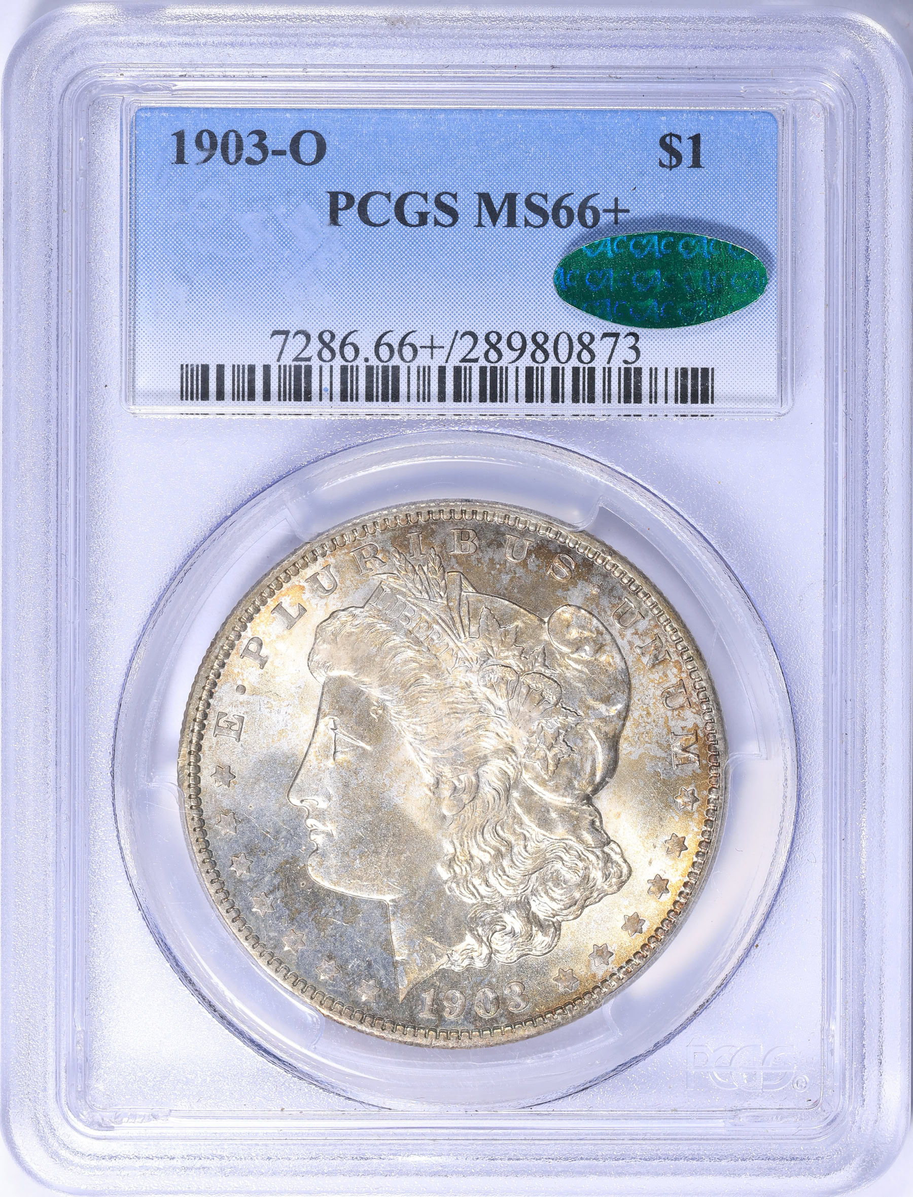 1903-O Morgan Silver Dollar PCGS MS-66+ (CAC Green) (Toned) (Item