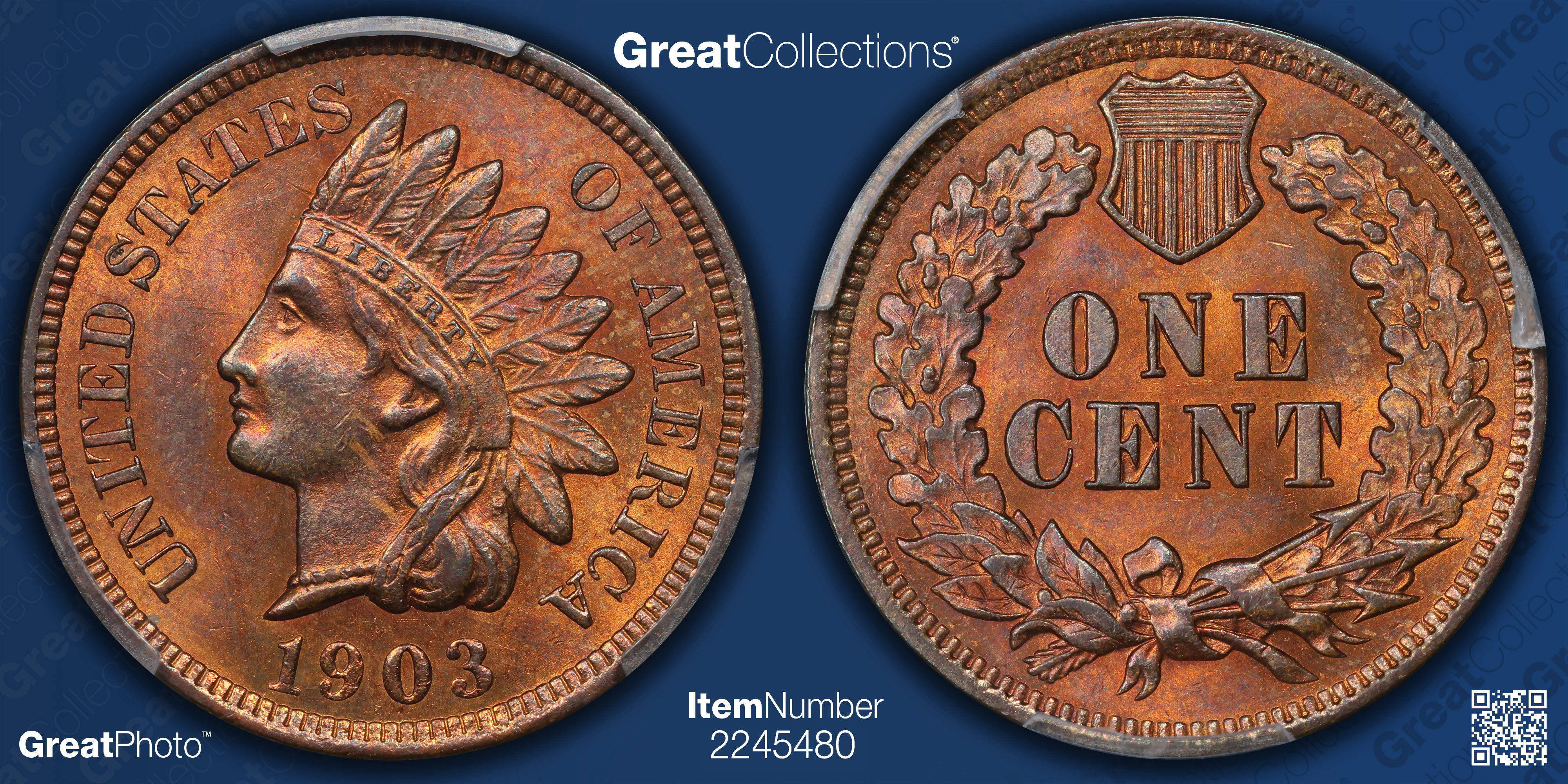 1903 Indian Cent PCGS MS-63 RB (Item 2245480) | GreatCollections