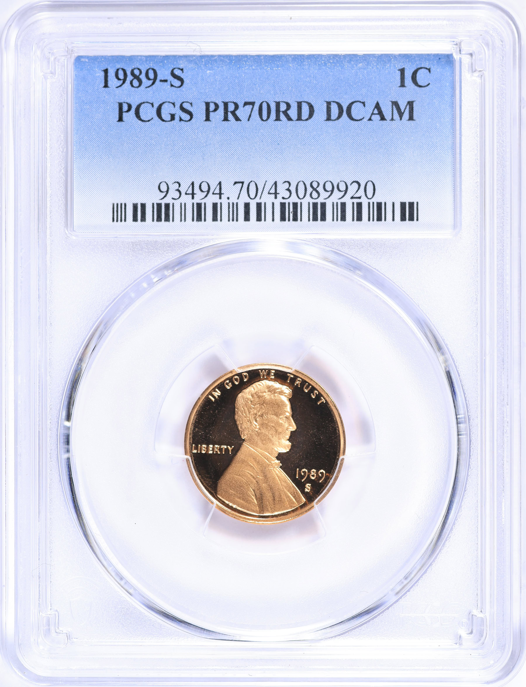 1989-S Lincoln Cent PCGS Proof-70 RD DCAM (Item 2245513