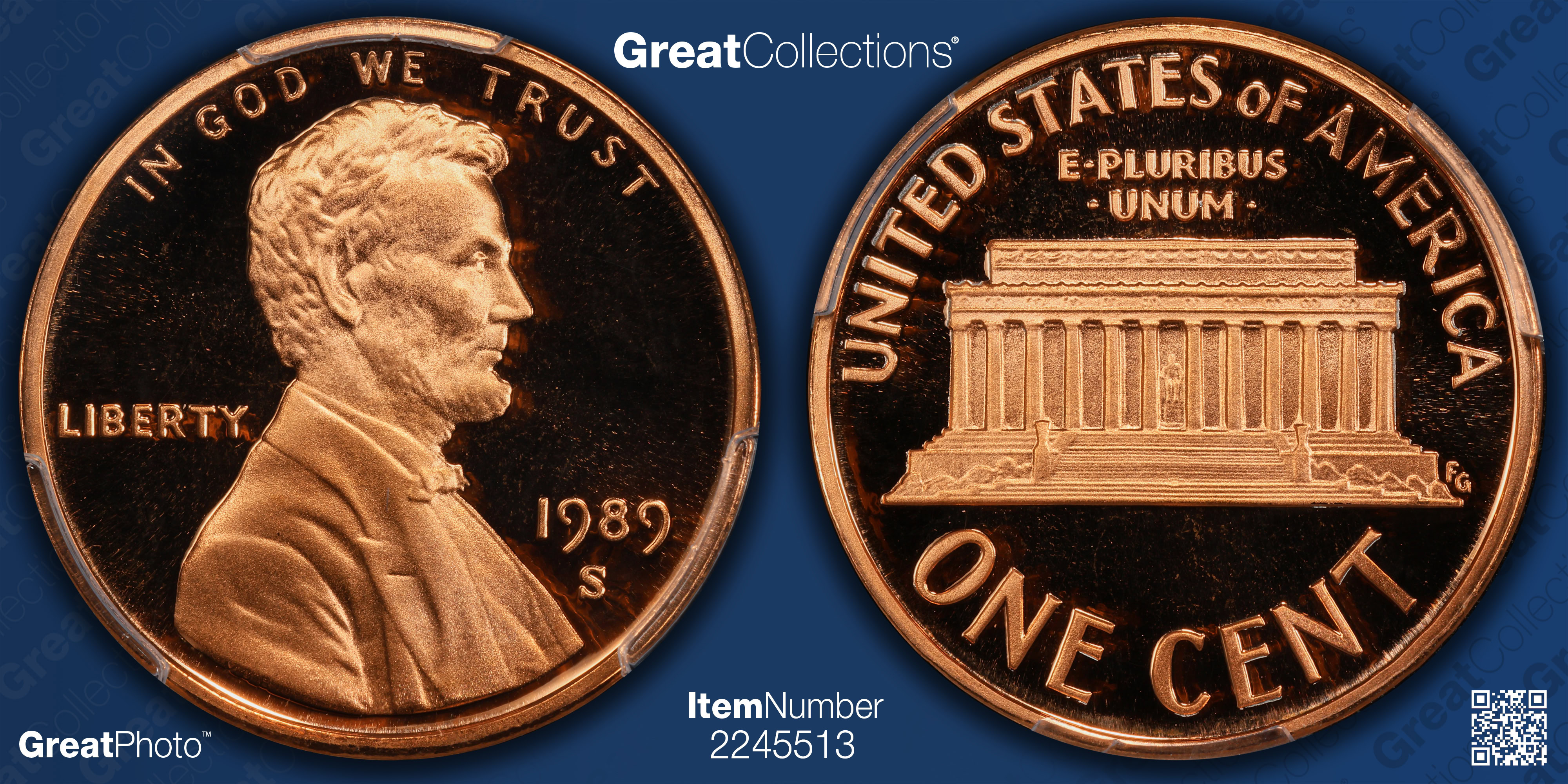 1989-S Lincoln Cent PCGS Proof-70 RD DCAM (Item 2245513