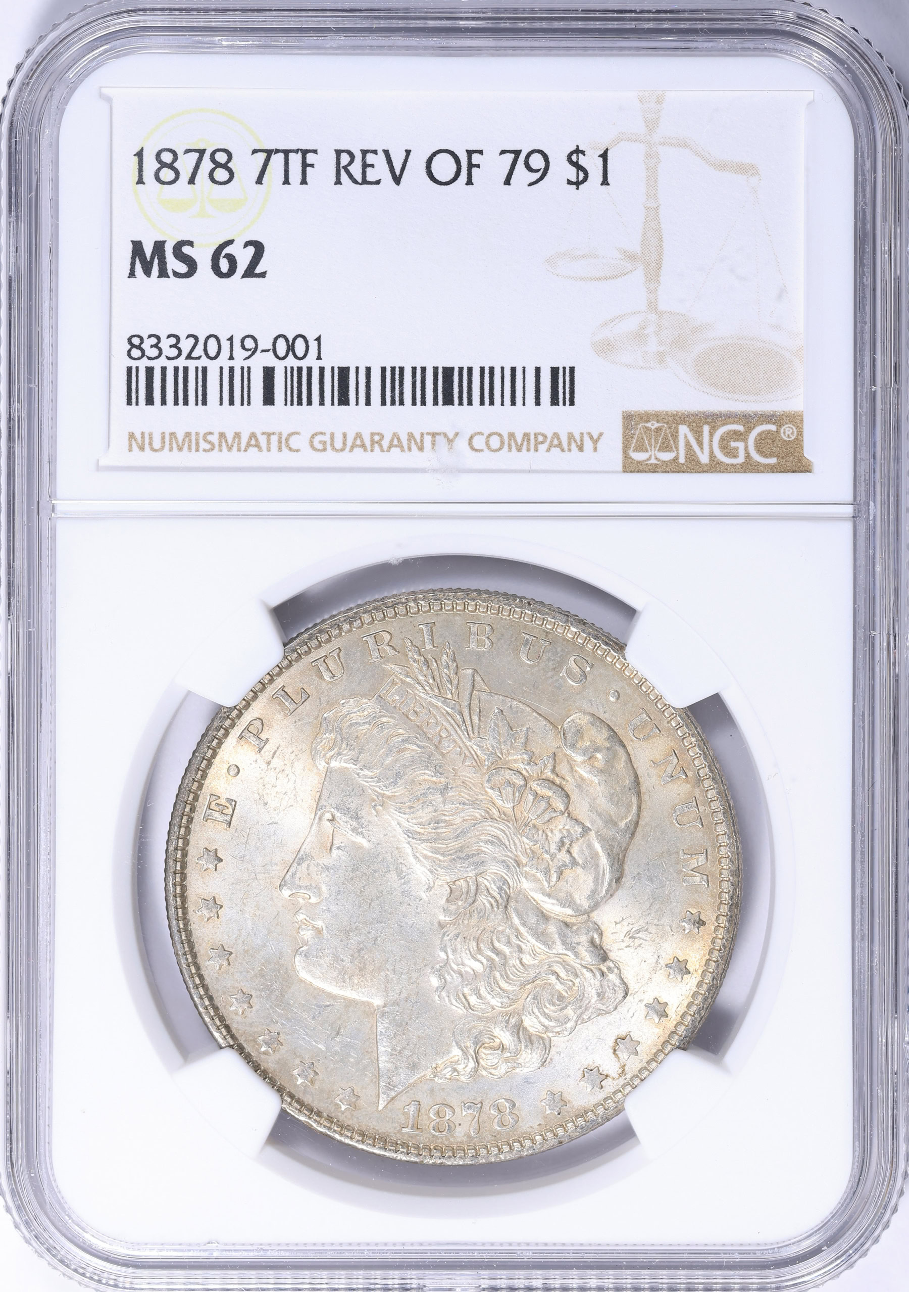 1878 7TF Morgan Silver Dollar Reverse of 1879 NGC MS-62 (Item