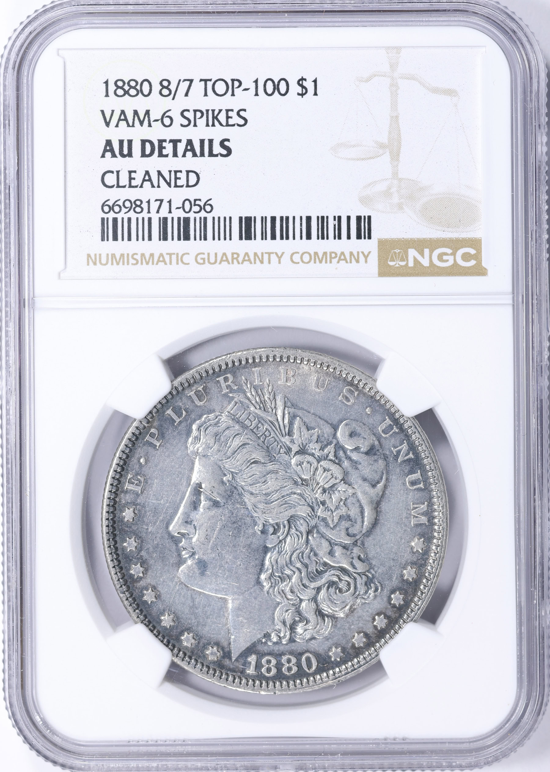 1880 Morgan Silver Dollar 8/7 Spikes VAM-6 *Top 100* NGC AU