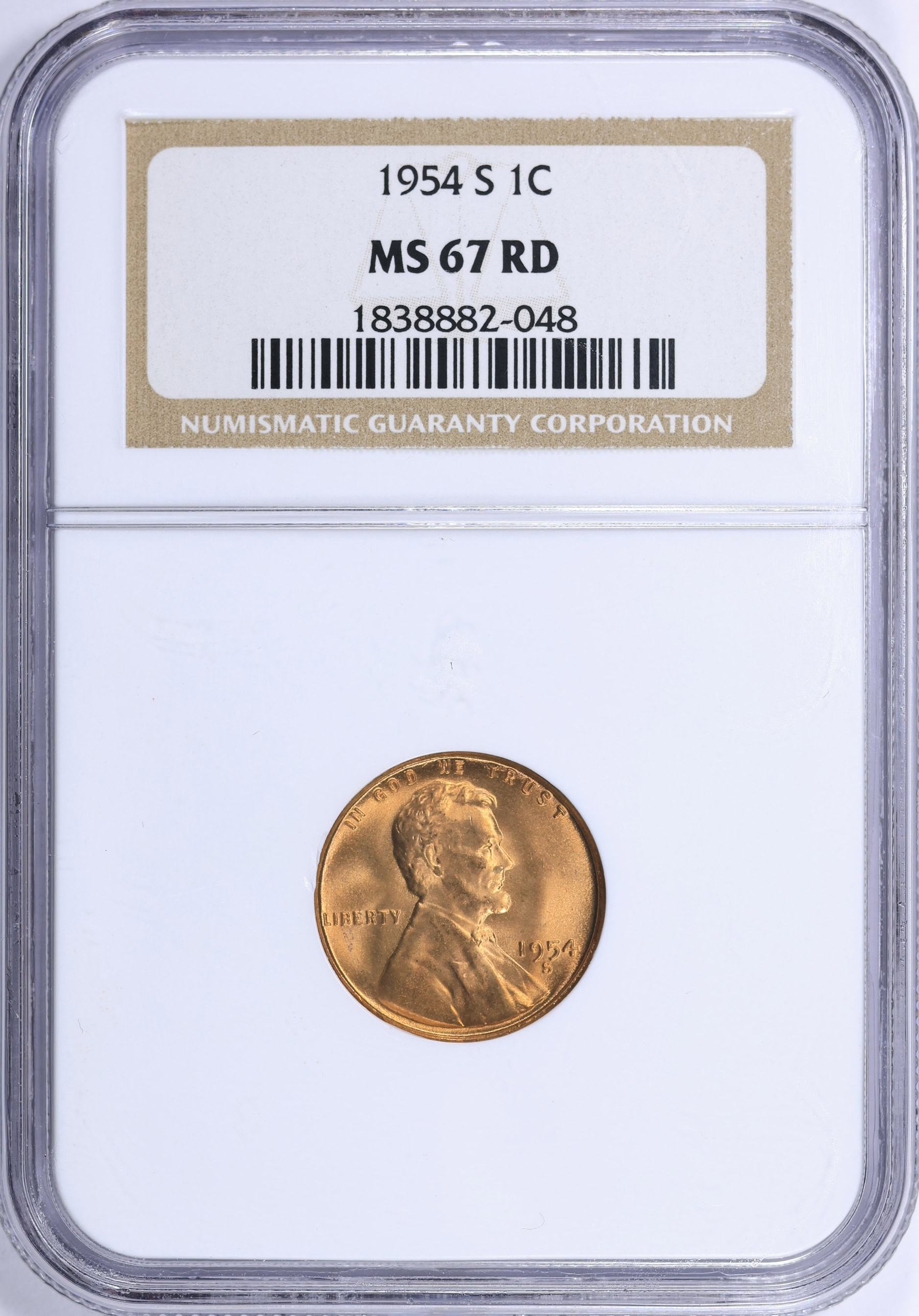 1954-S Lincoln Cent NGC MS-67 RD (Item 2246492) | GreatCollections