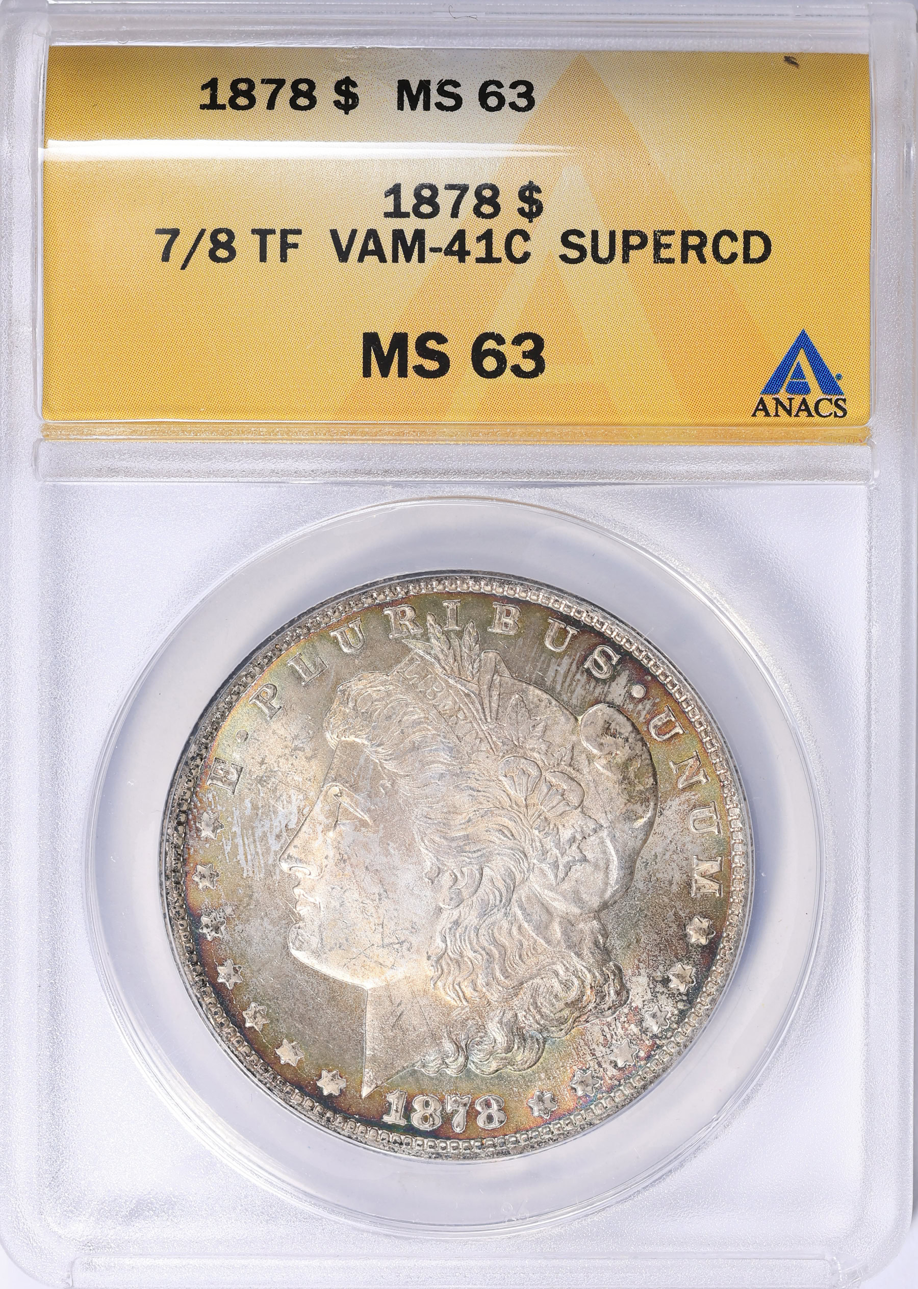1878 7/8TF Morgan Silver Dollar Super CD VAM-41C ANACS MS-63