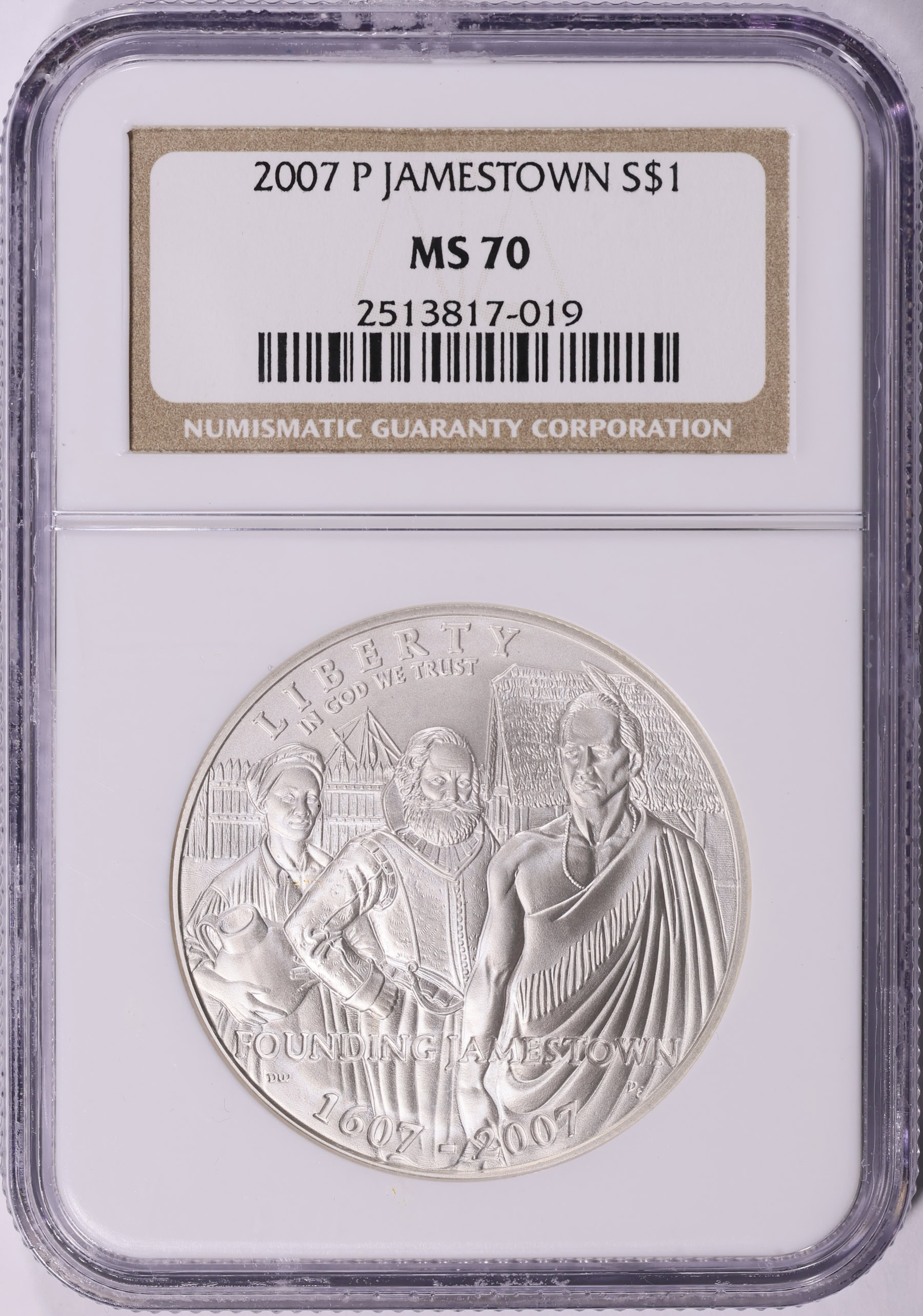 Cladding Wire Chain 2007-P Jamestown 400th Anniversary Silver Dollar NGC MS-70 (Item ...