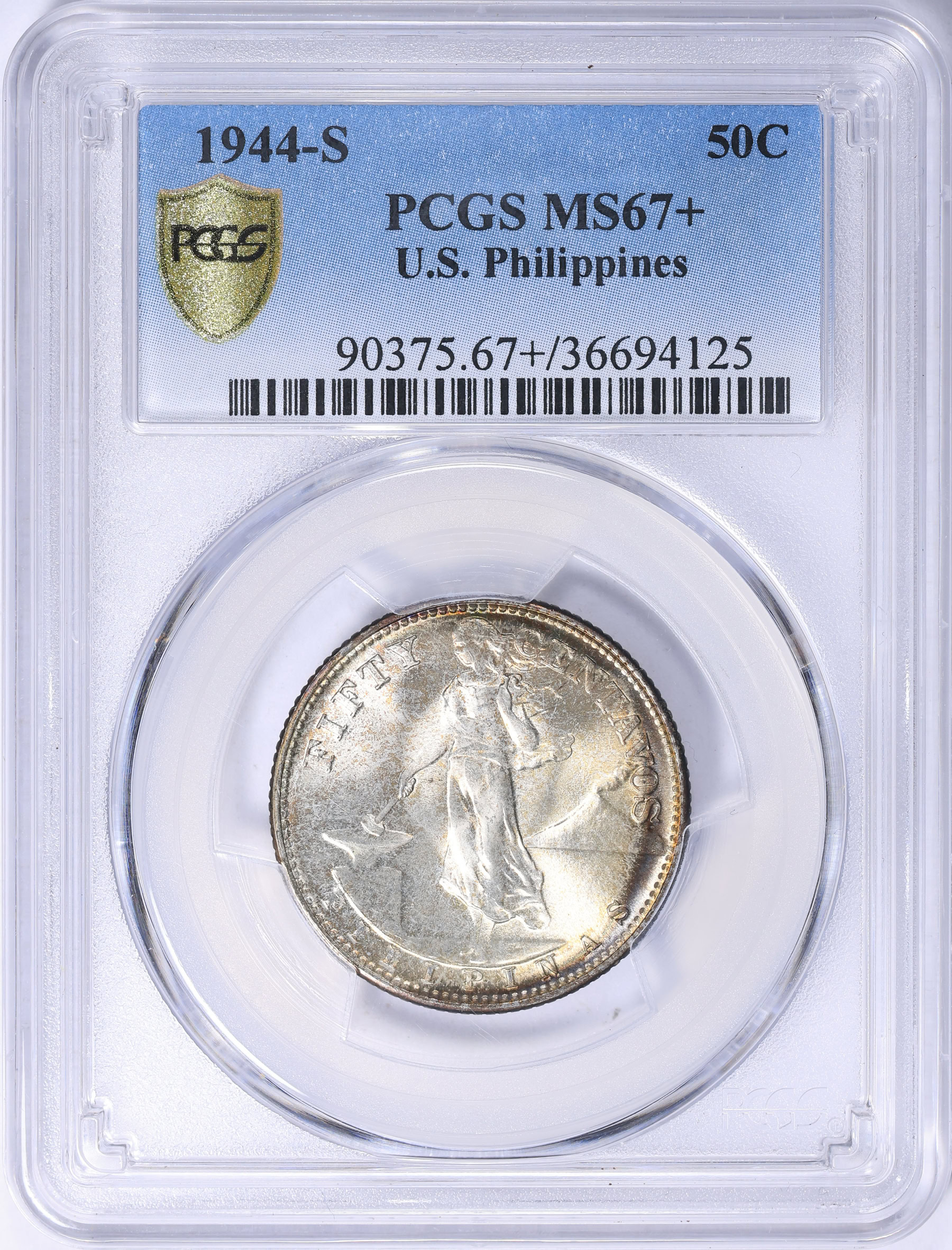 1944-S Silver U.S. Philippines Fifty Centavos PCGS MS-67+ (Item
